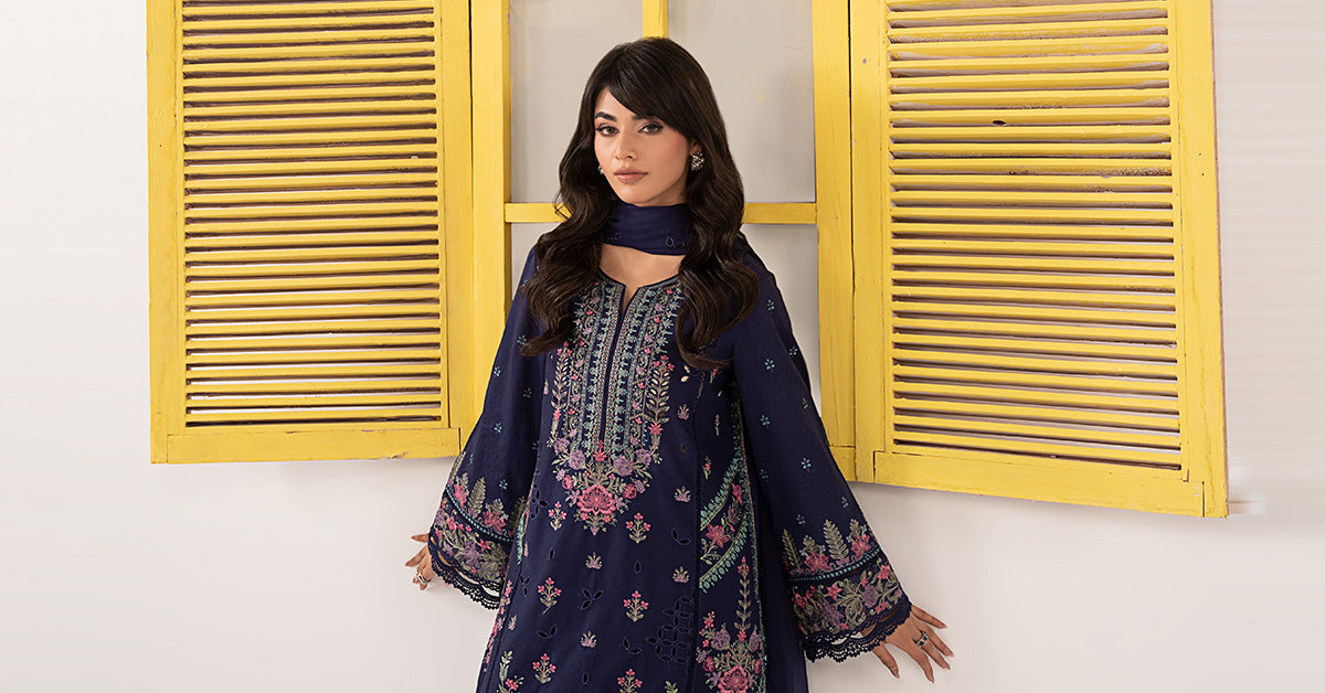 3 Piece Embroidered Dobby Lawn Suit