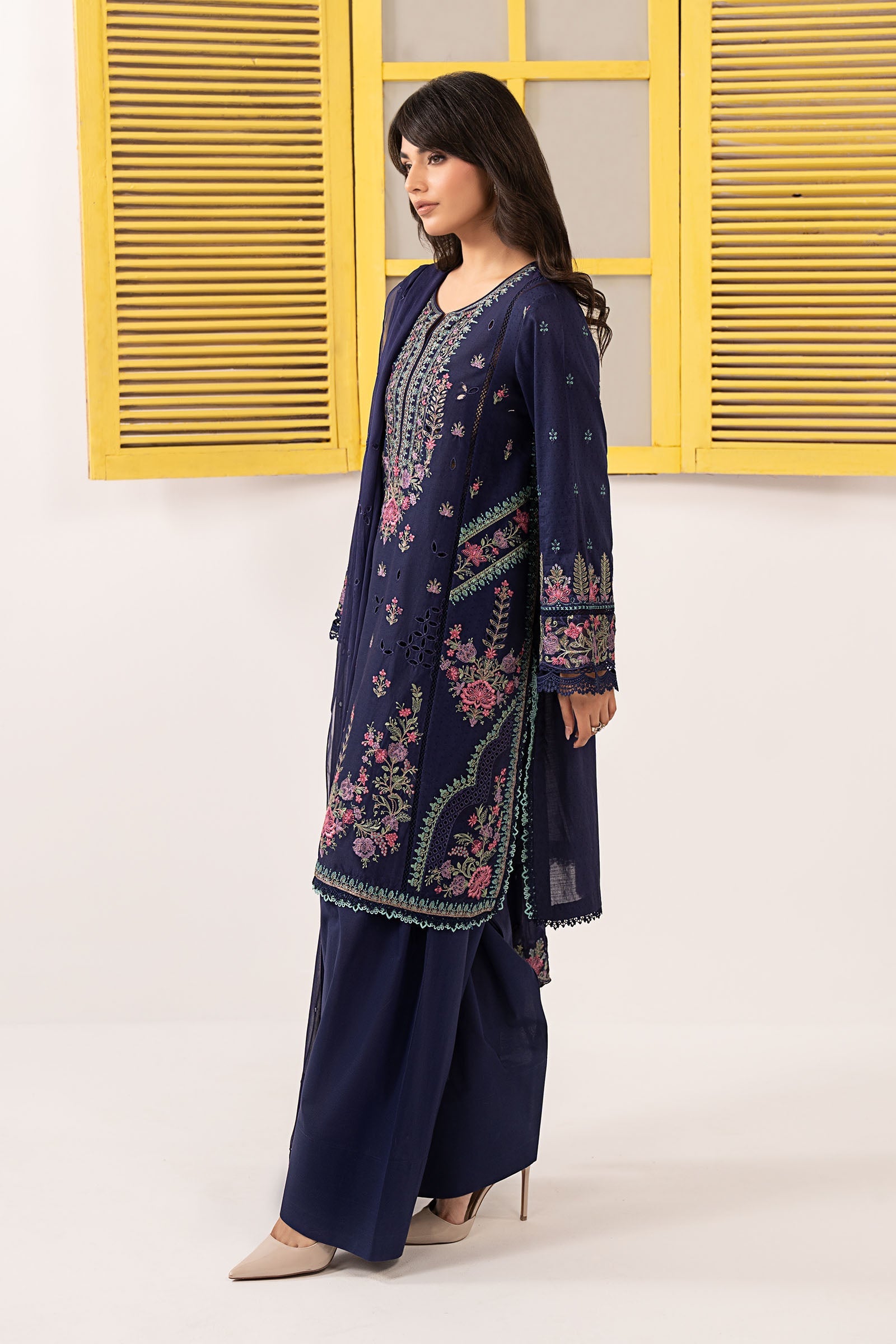 3 Piece Embroidered Dobby Lawn Suit