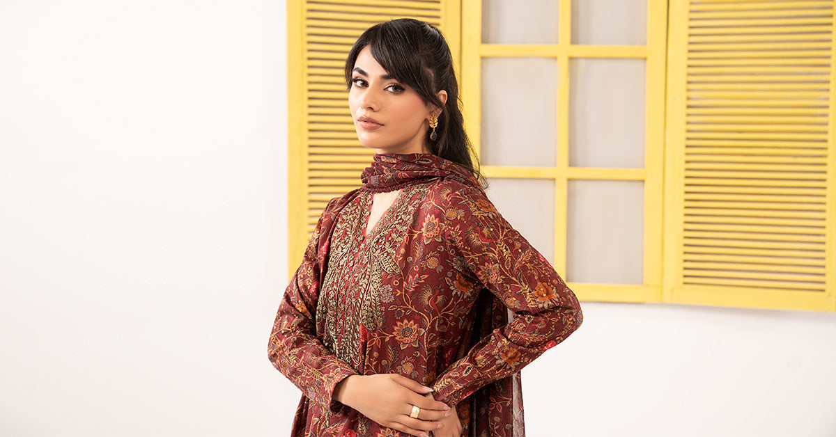 3 Piece Embroidered Dobby Lawn Suit