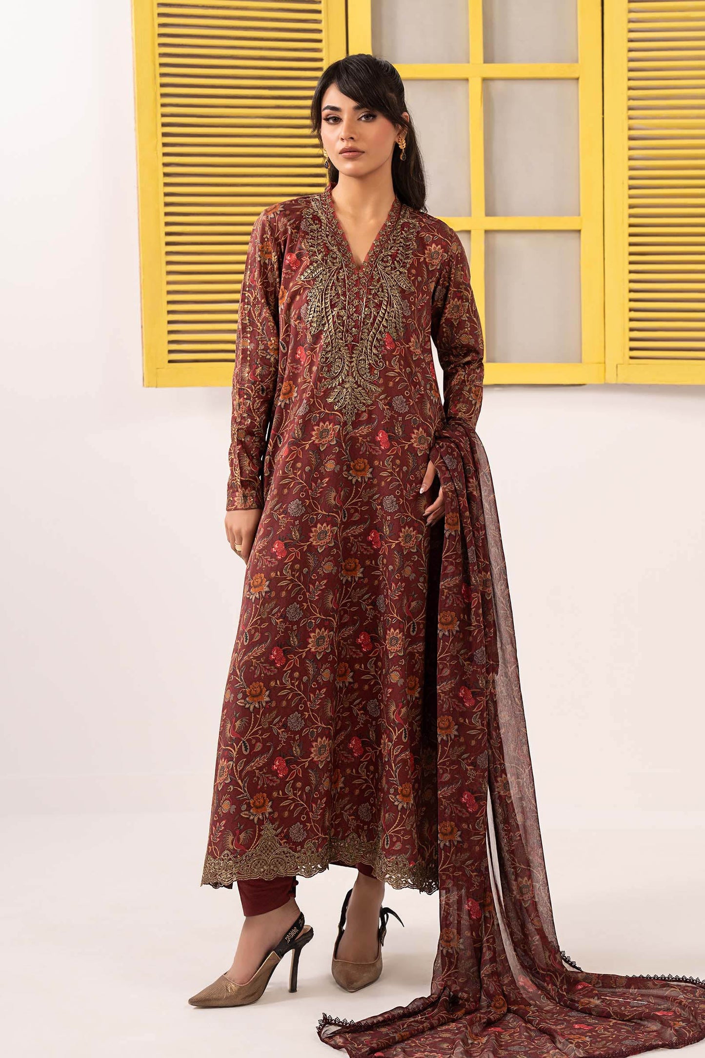 3 Piece Embroidered Dobby Lawn Suit