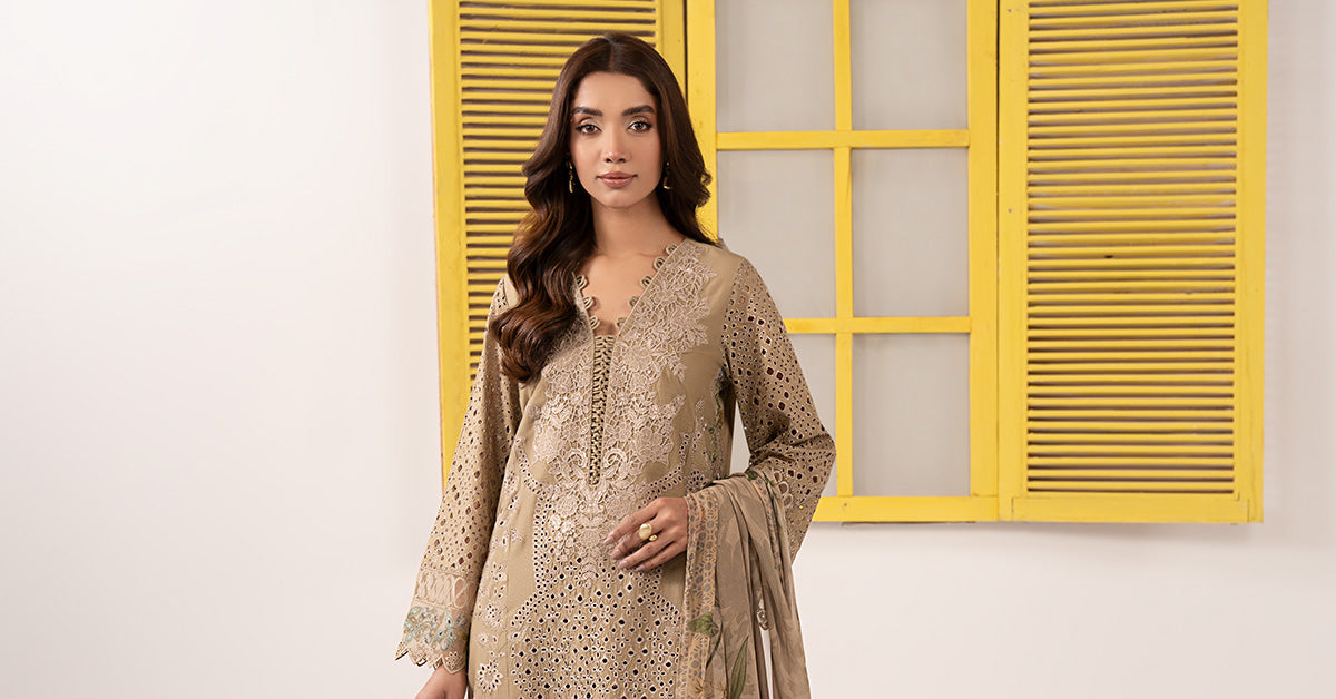 3 Piece Embroidered Dobby Lawn Suit