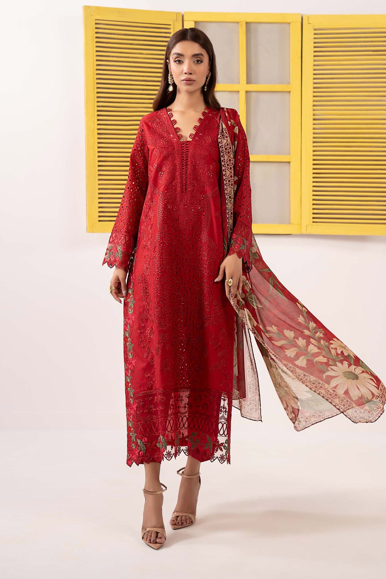 3 Piece Embroidered Dobby Lawn Suit