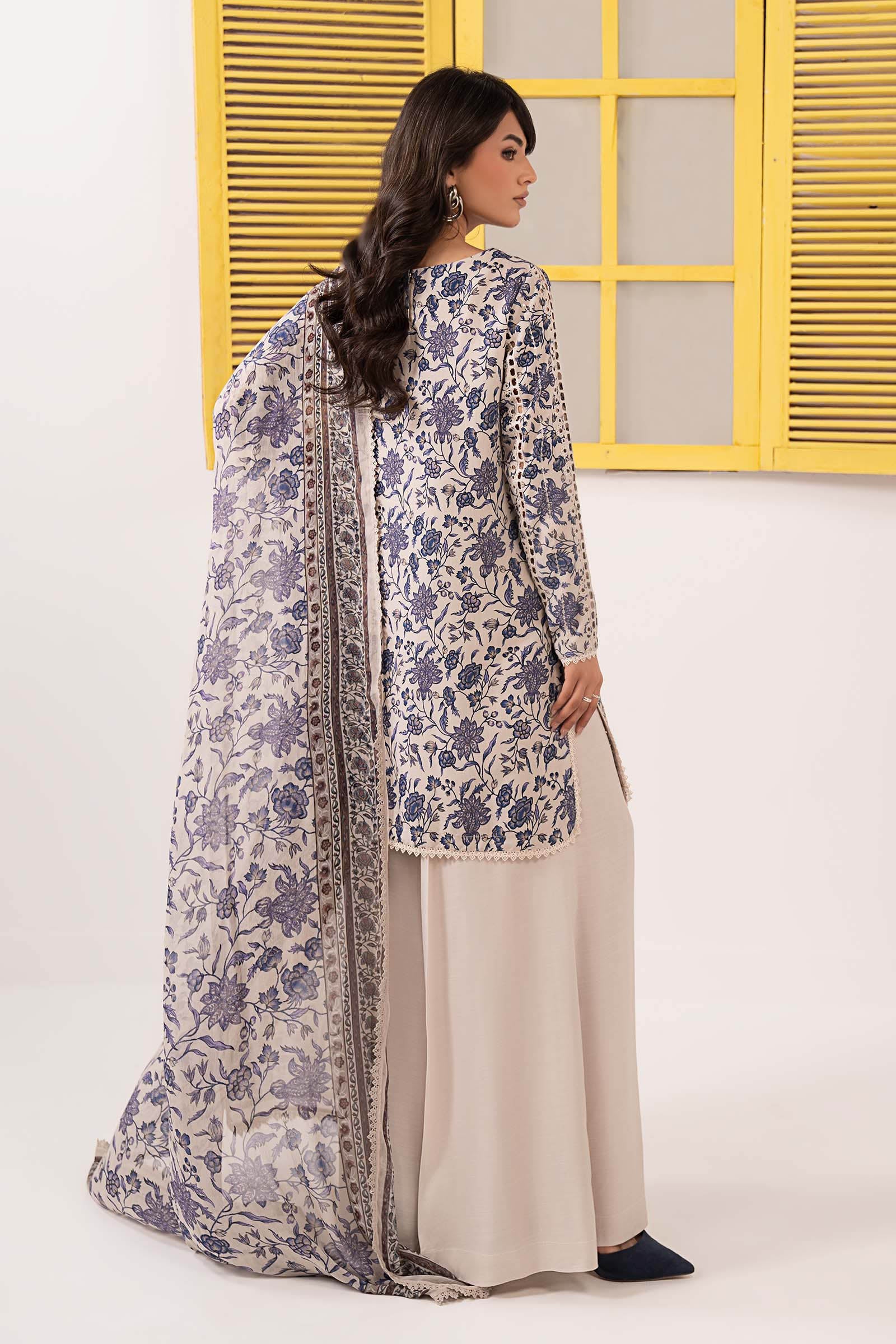 3 Piece Embroidered Raw Silk Suit