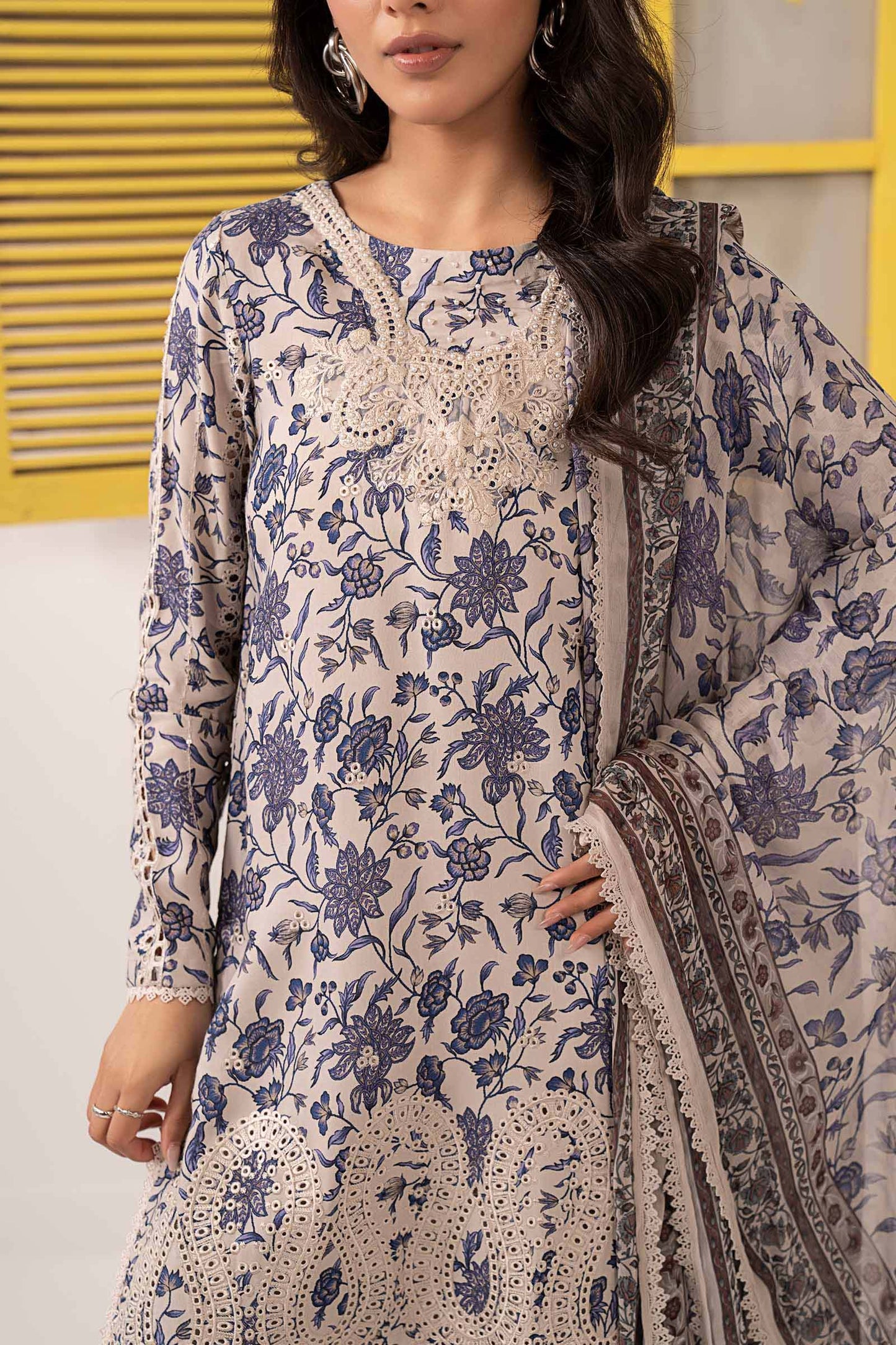 3 Piece Embroidered Raw Silk Suit