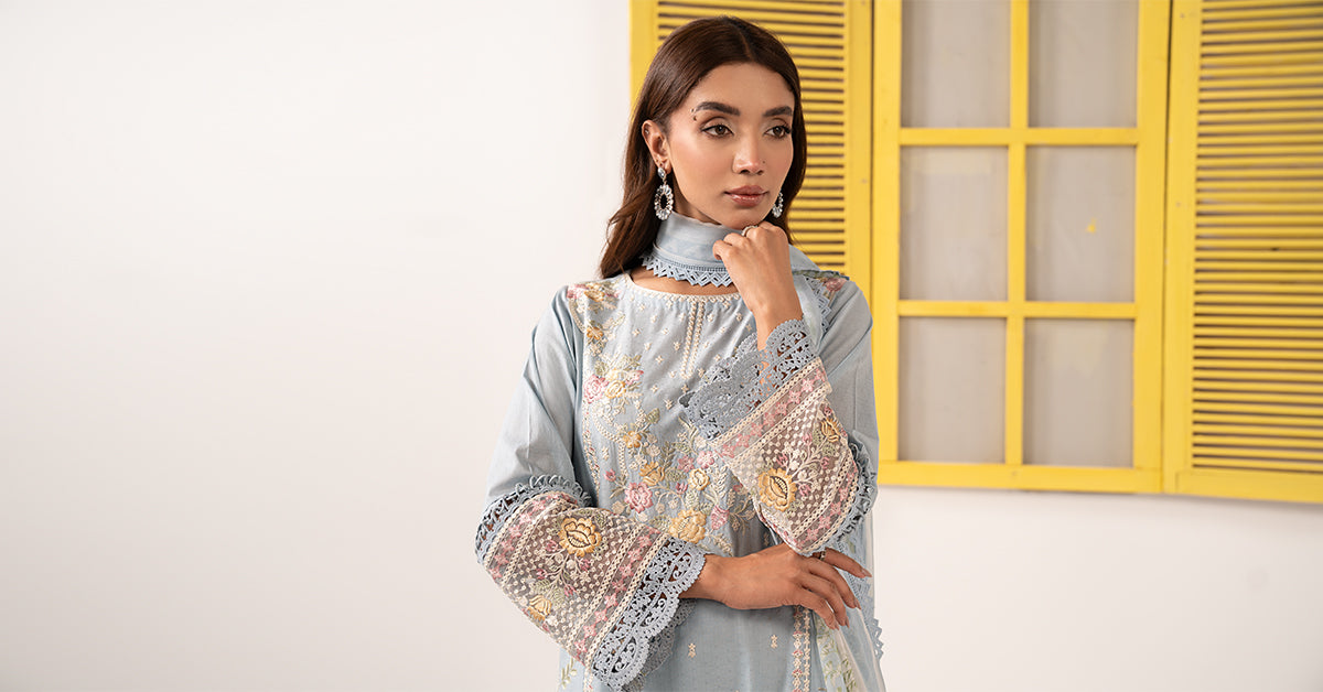 3 Piece Embroidered Dobby Lawn Suit