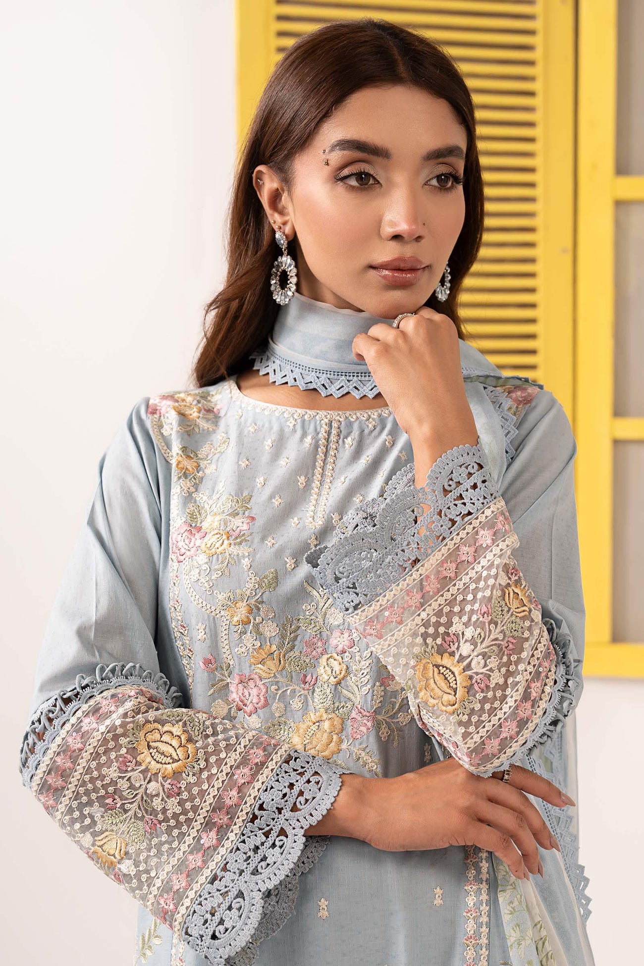 3 Piece Embroidered Dobby Lawn Suit