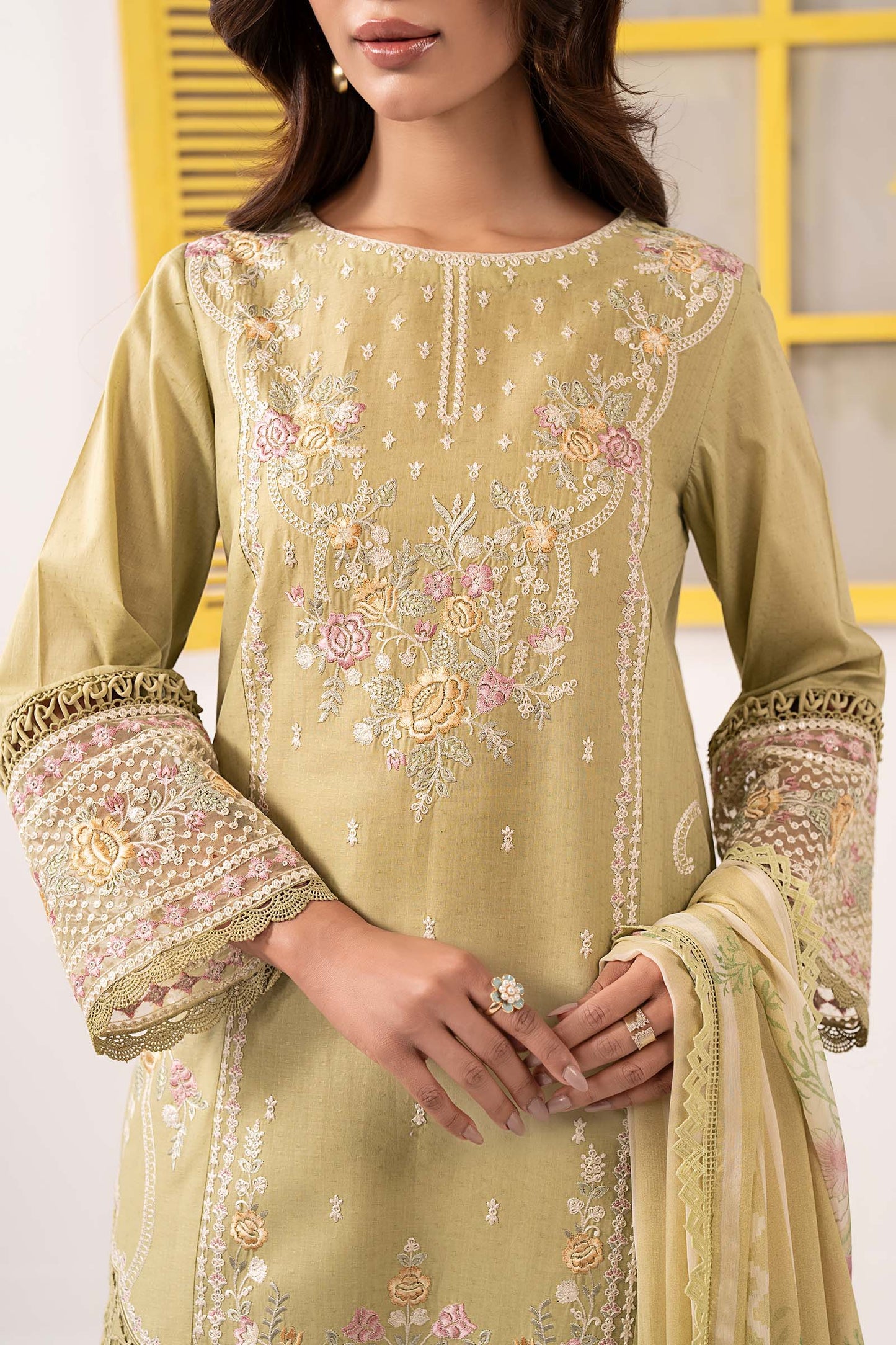 3 Piece Embroidered Dobby Lawn Suit