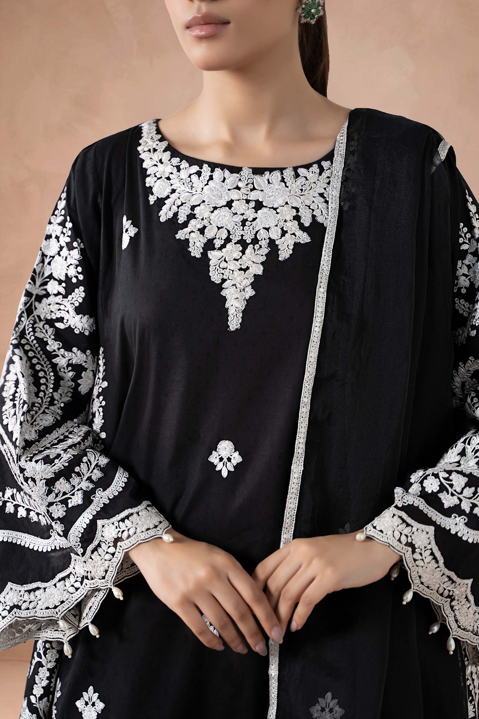 3 Piece Embroidered Self Jacquard Suit