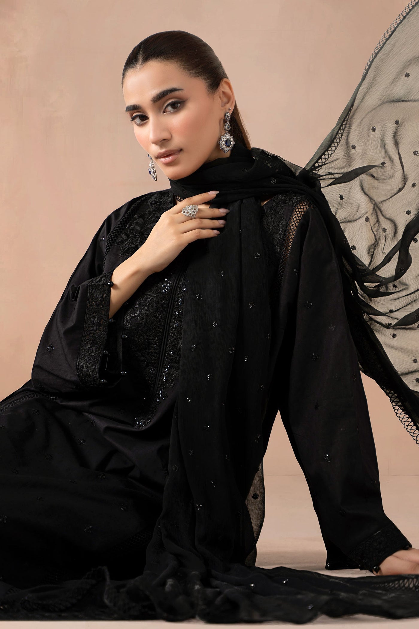3 Piece Embroidered Self Jacquard Suit