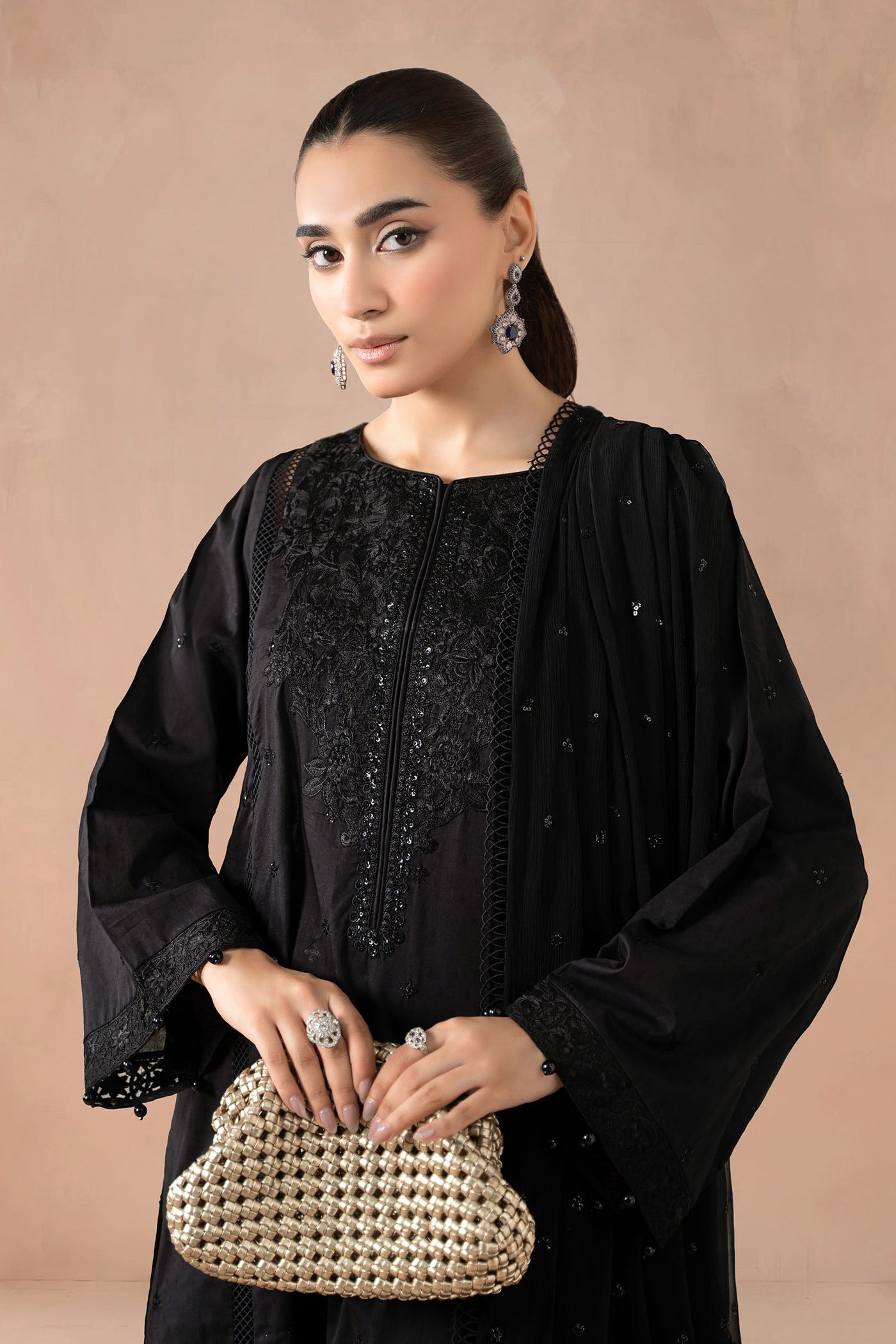 3 Piece Embroidered Self Jacquard Suit