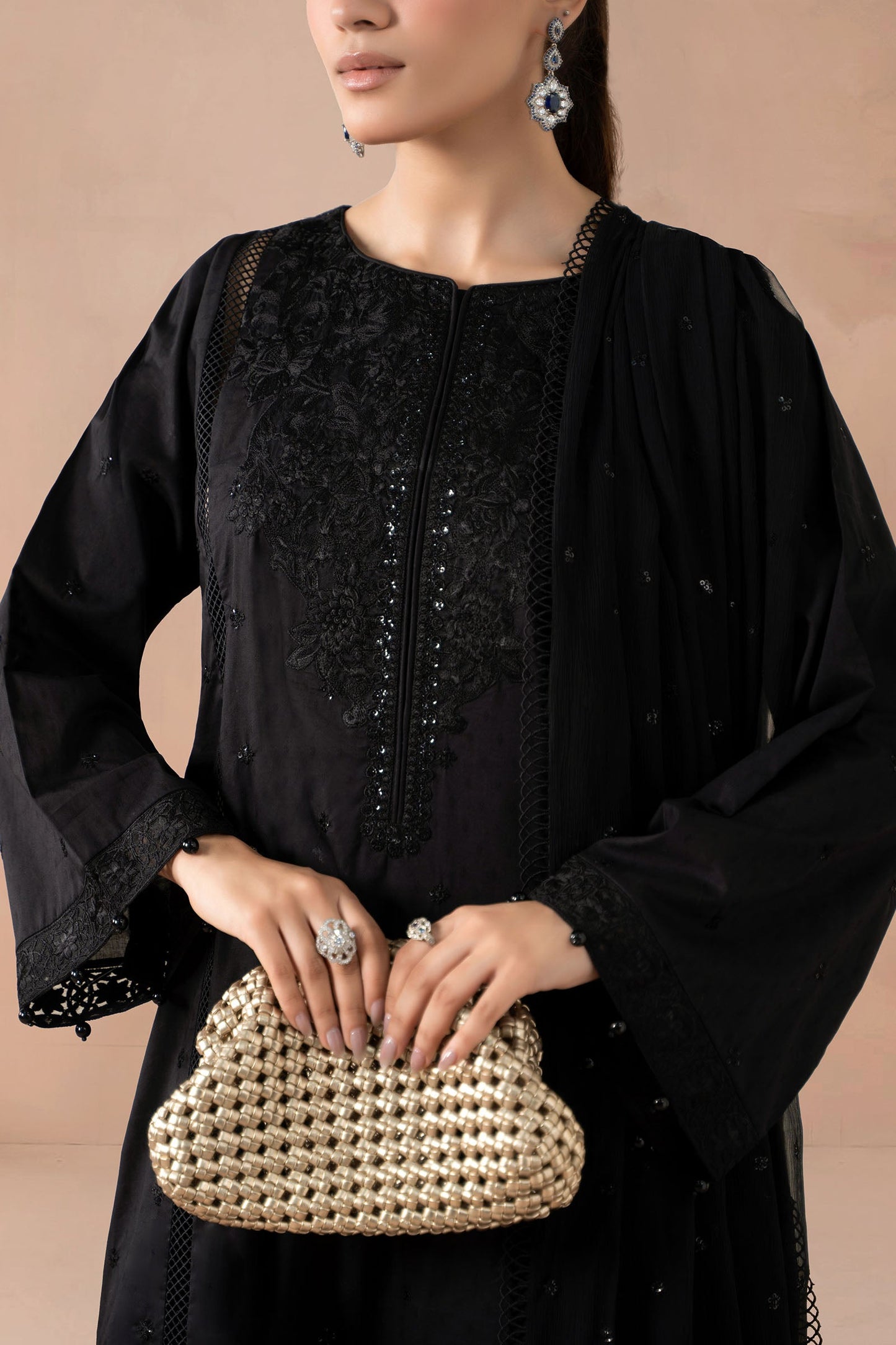 3 Piece Embroidered Self Jacquard Suit