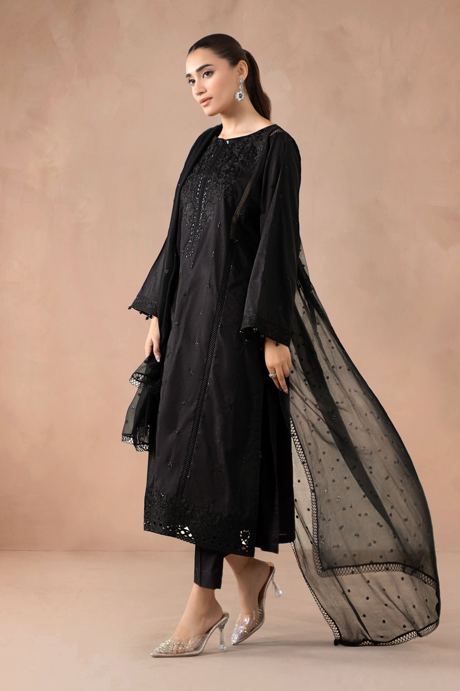 3 Piece Embroidered Self Jacquard Suit