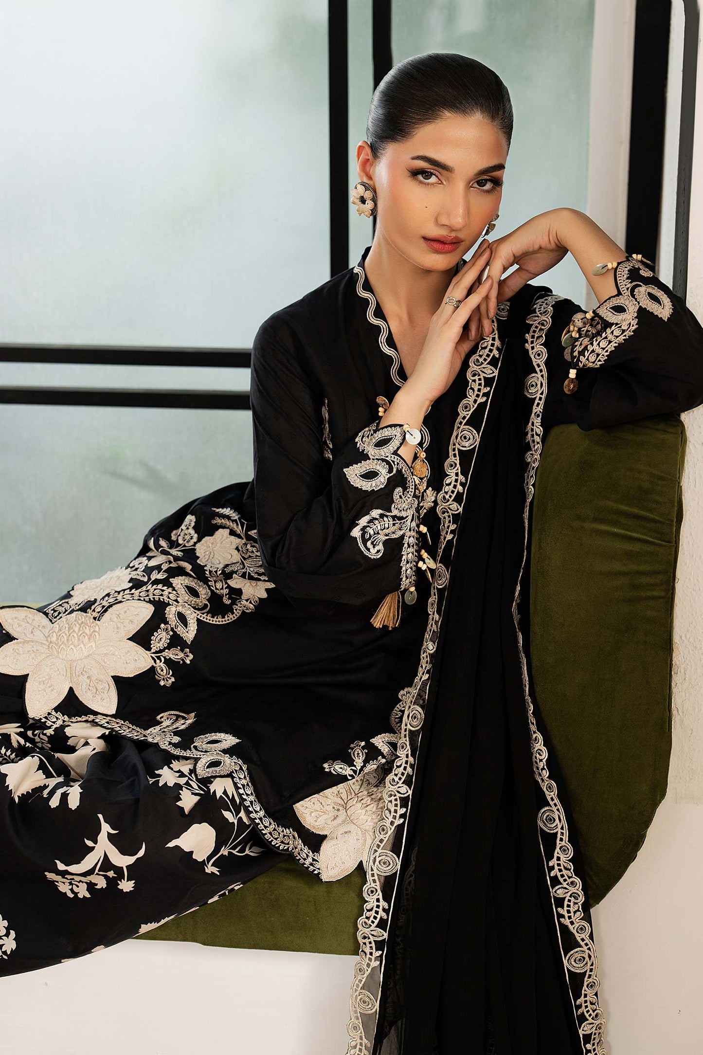 3 Piece Embroidered Dobby Lawn Suit