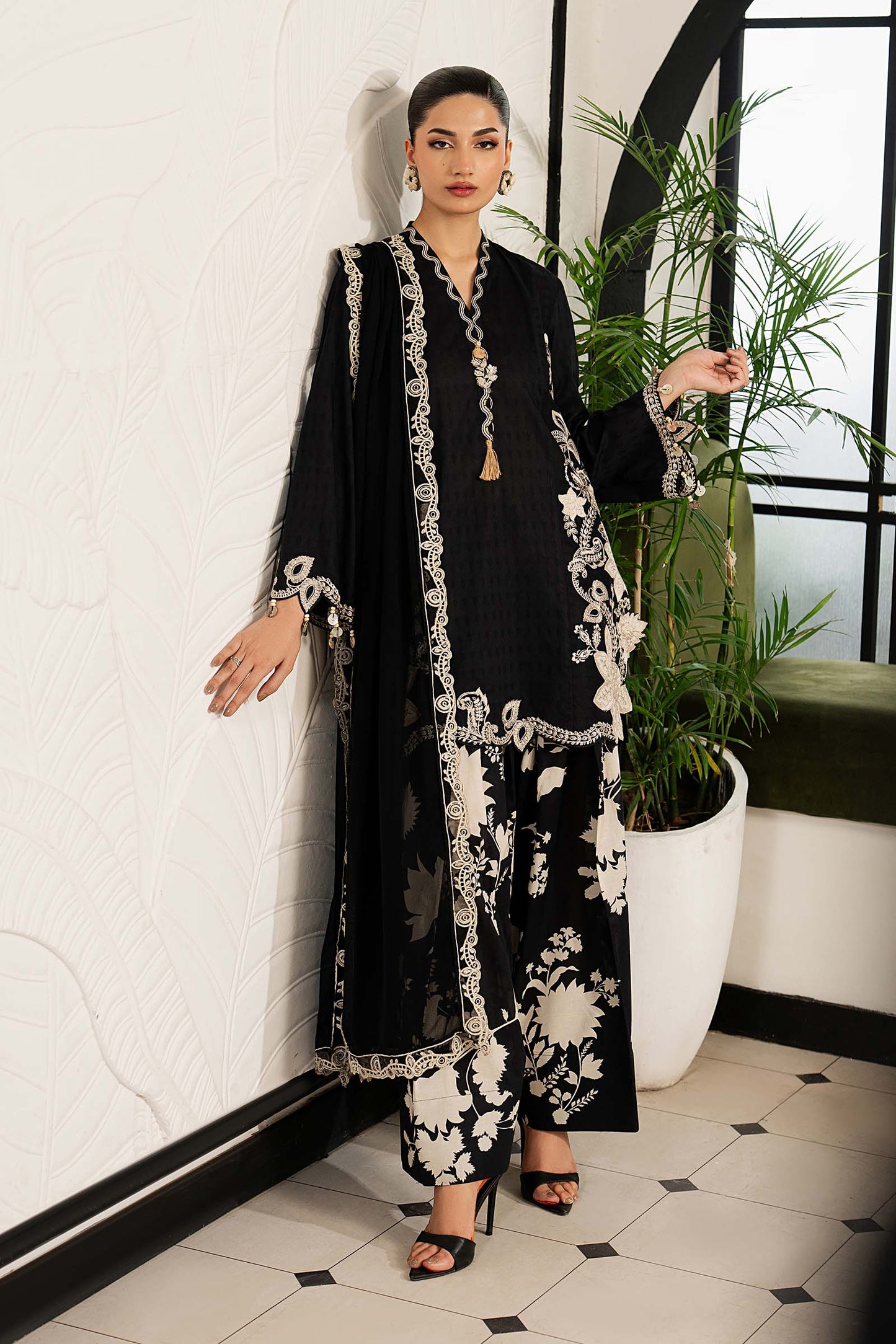 3 Piece Embroidered Dobby Lawn Suit