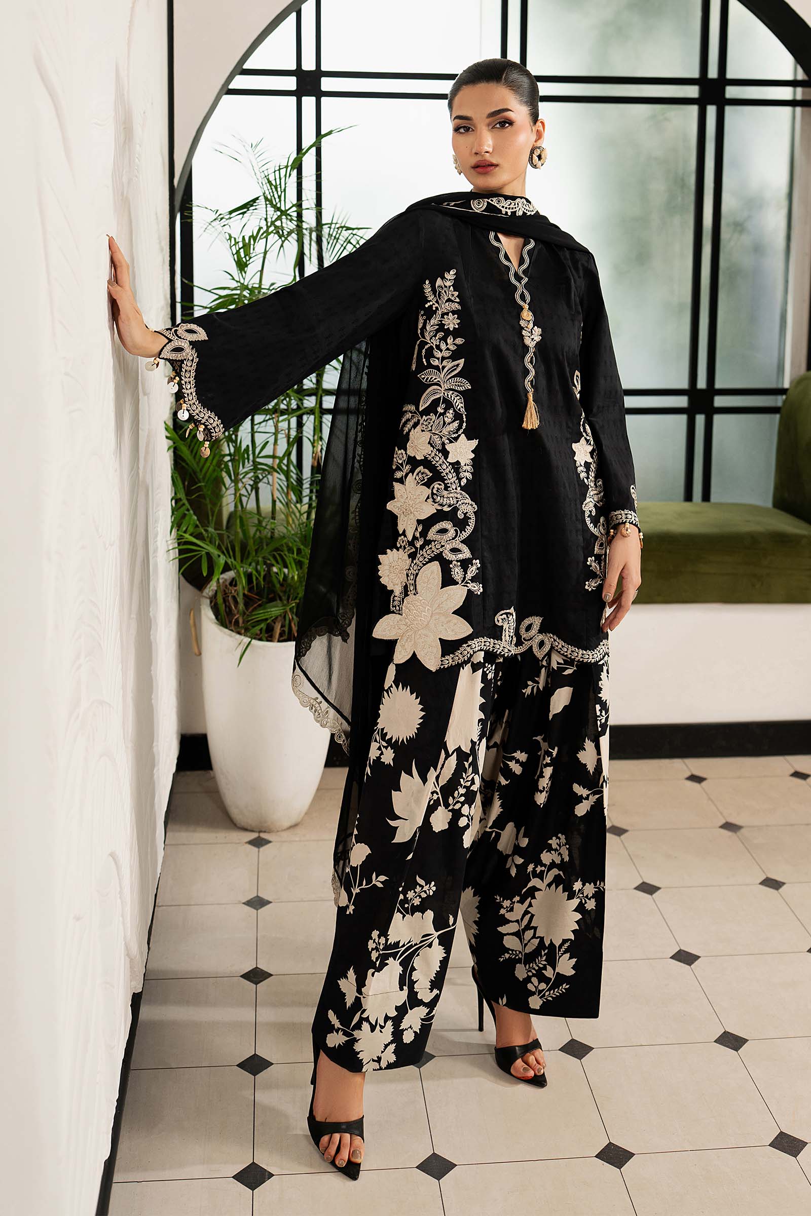 3 Piece Embroidered Dobby Lawn Suit