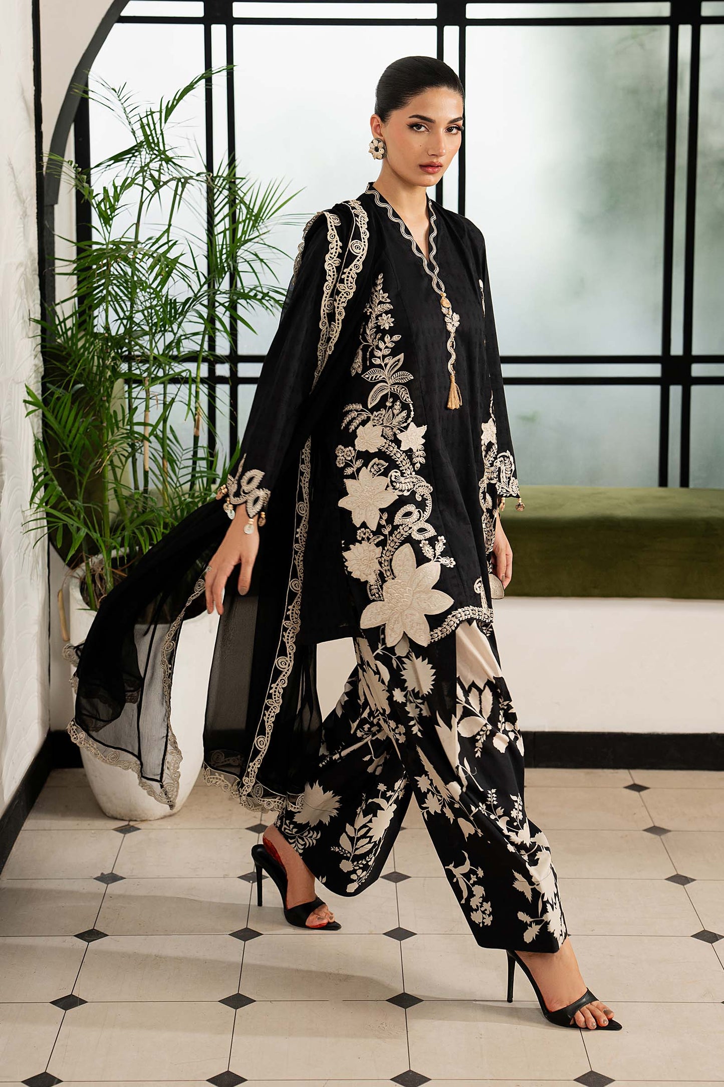 3 Piece Embroidered Dobby Lawn Suit