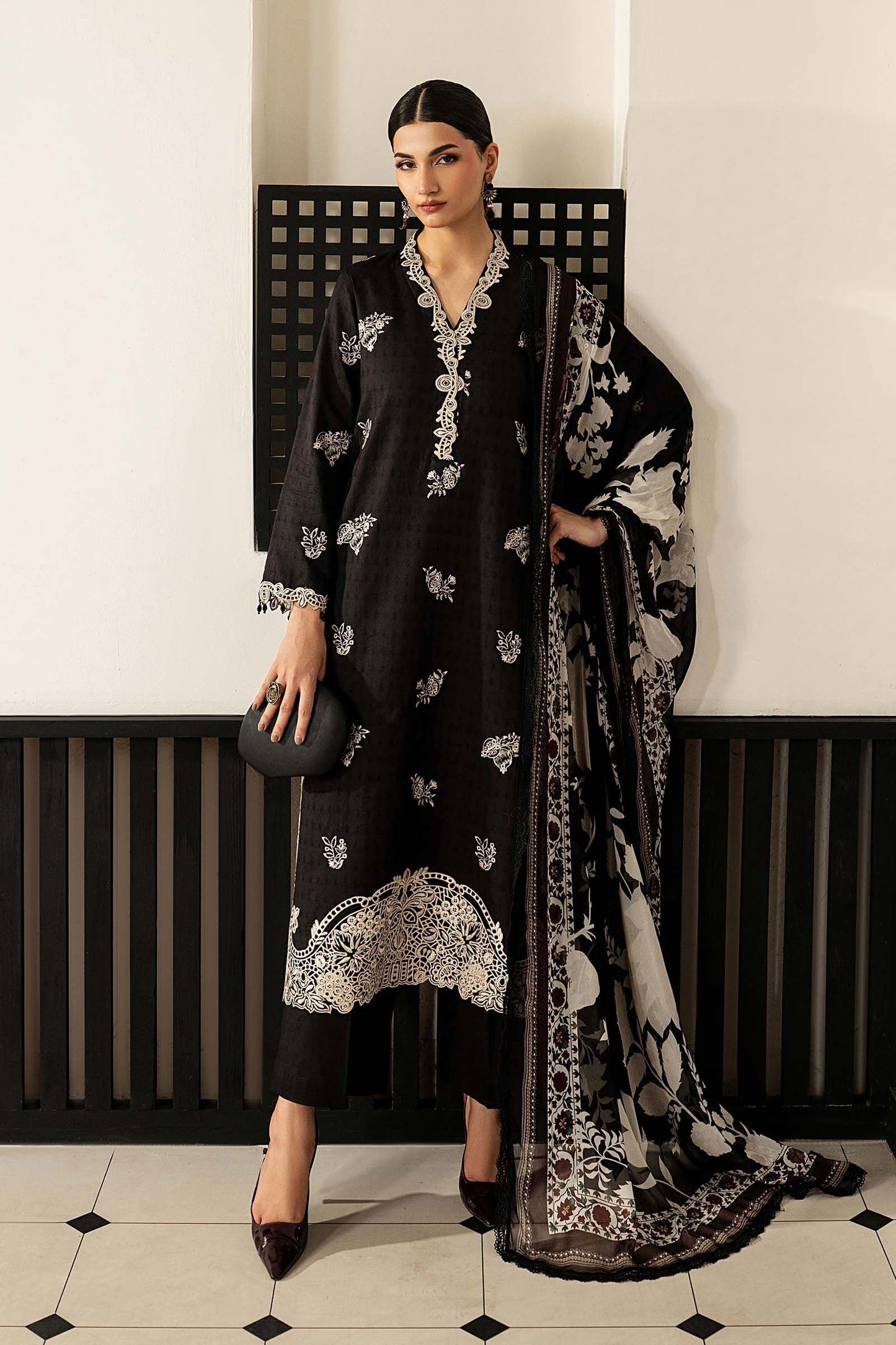 3 Piece Embroidered Dobby Lawn Suit