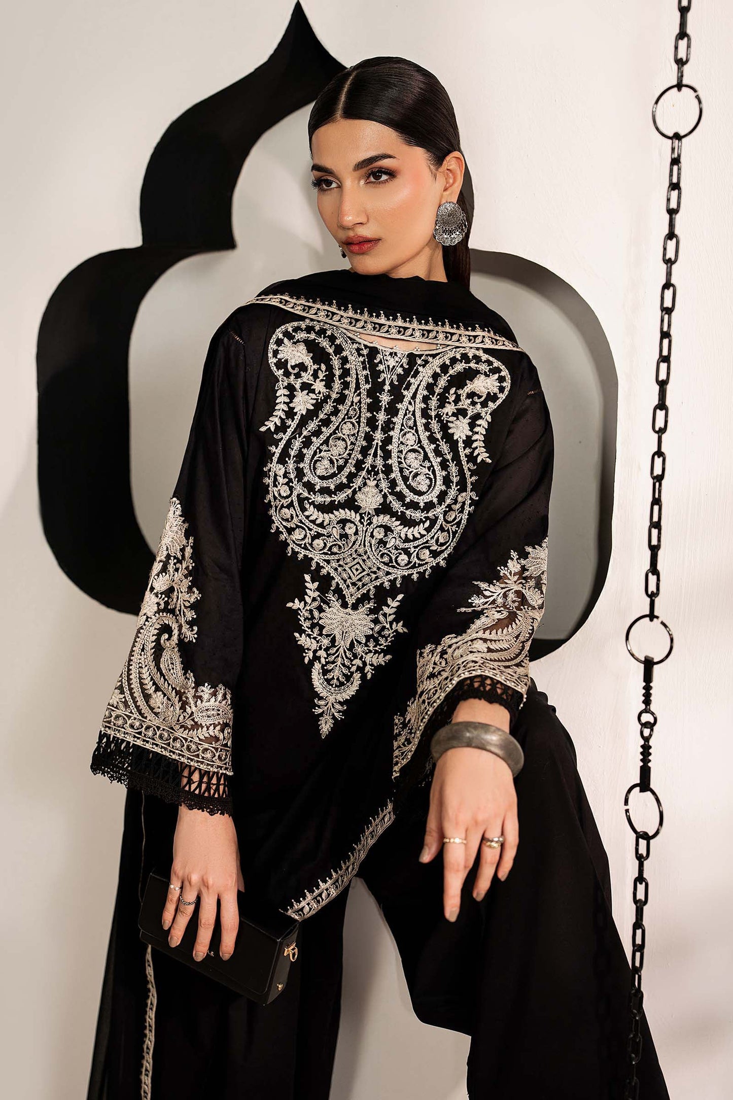 3 Piece Embroidered Dobby Lawn Suit