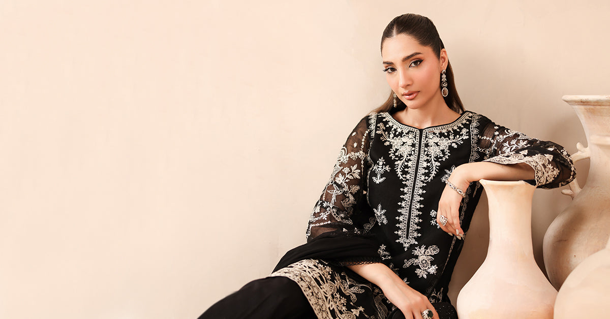 3 Piece Embroidered Cotton Net Suit