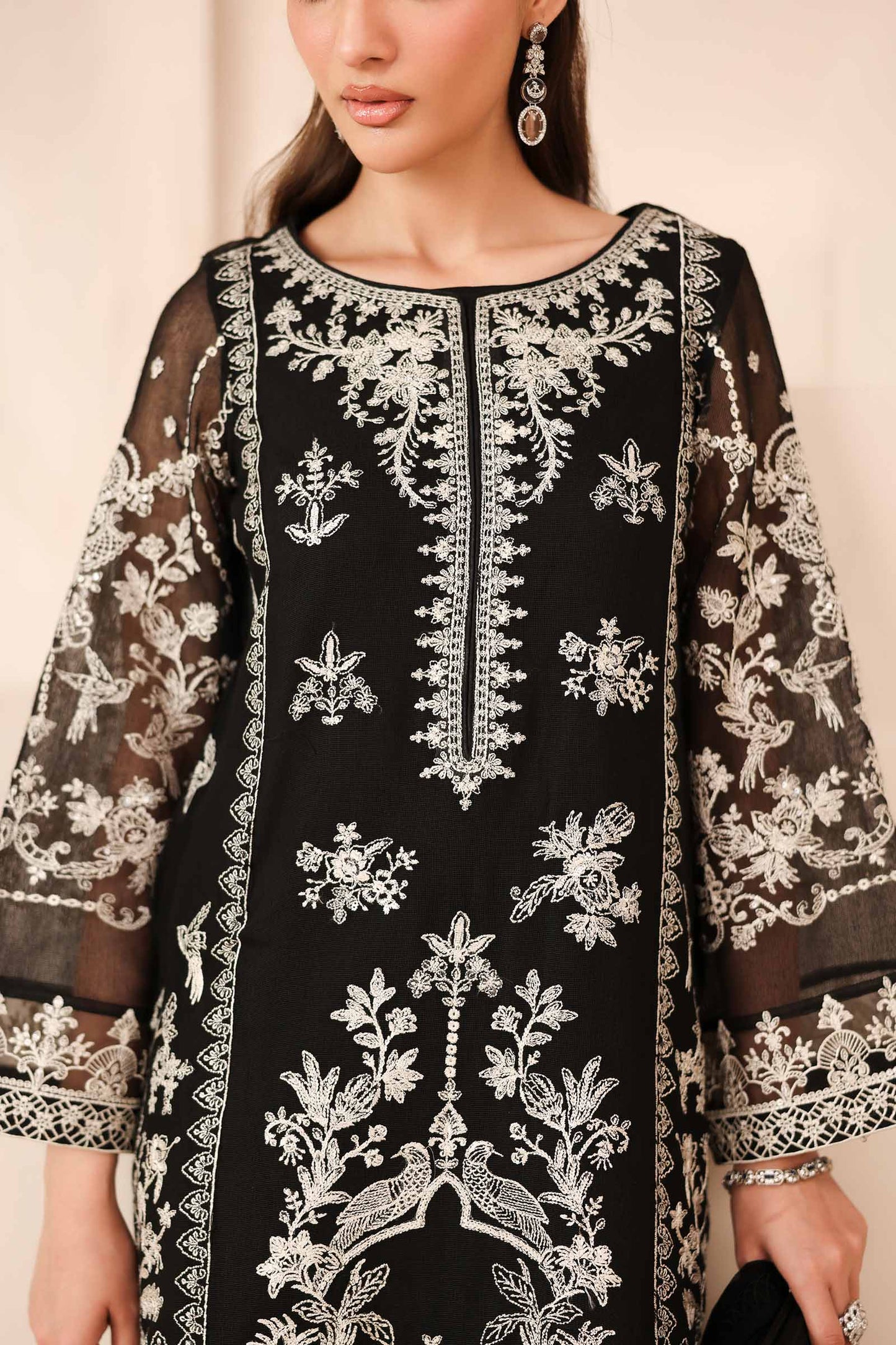 3 Piece Embroidered Cotton Net Suit