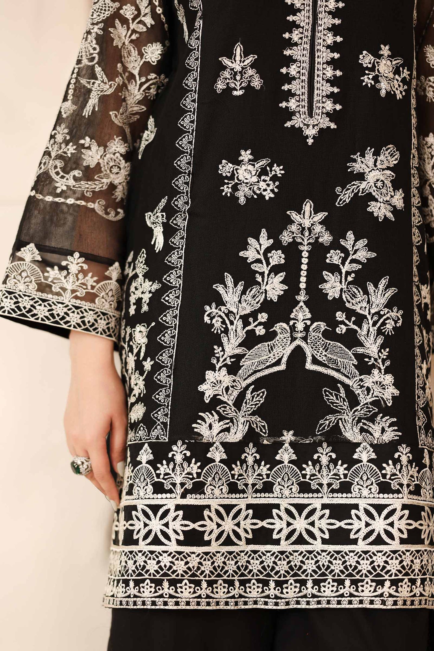 3 Piece Embroidered Cotton Net Suit