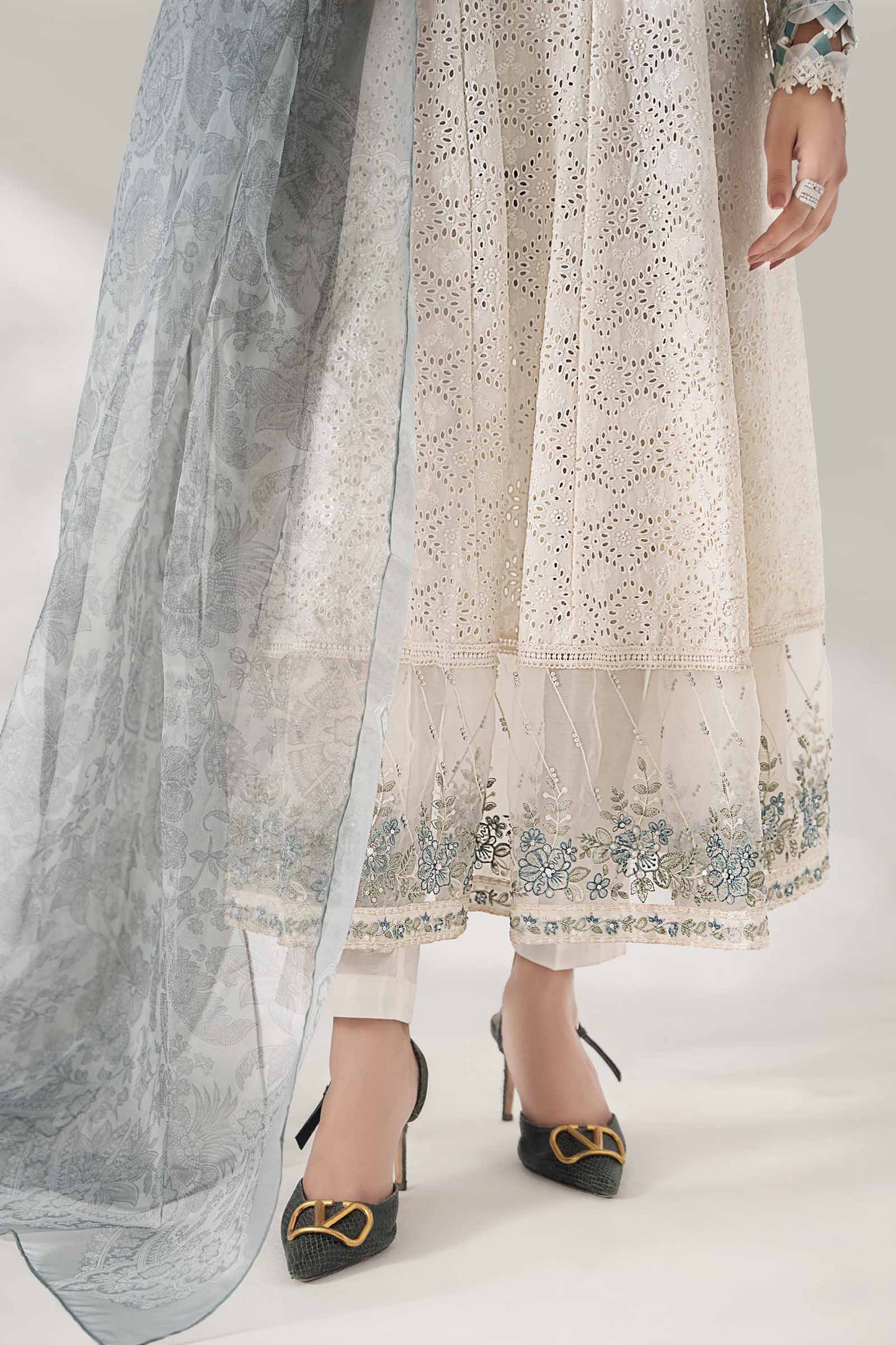 3 Piece Embroidered Net Suit