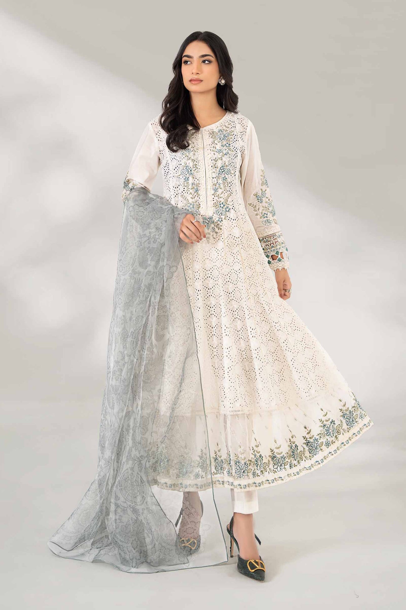 3 Piece Embroidered Net Suit