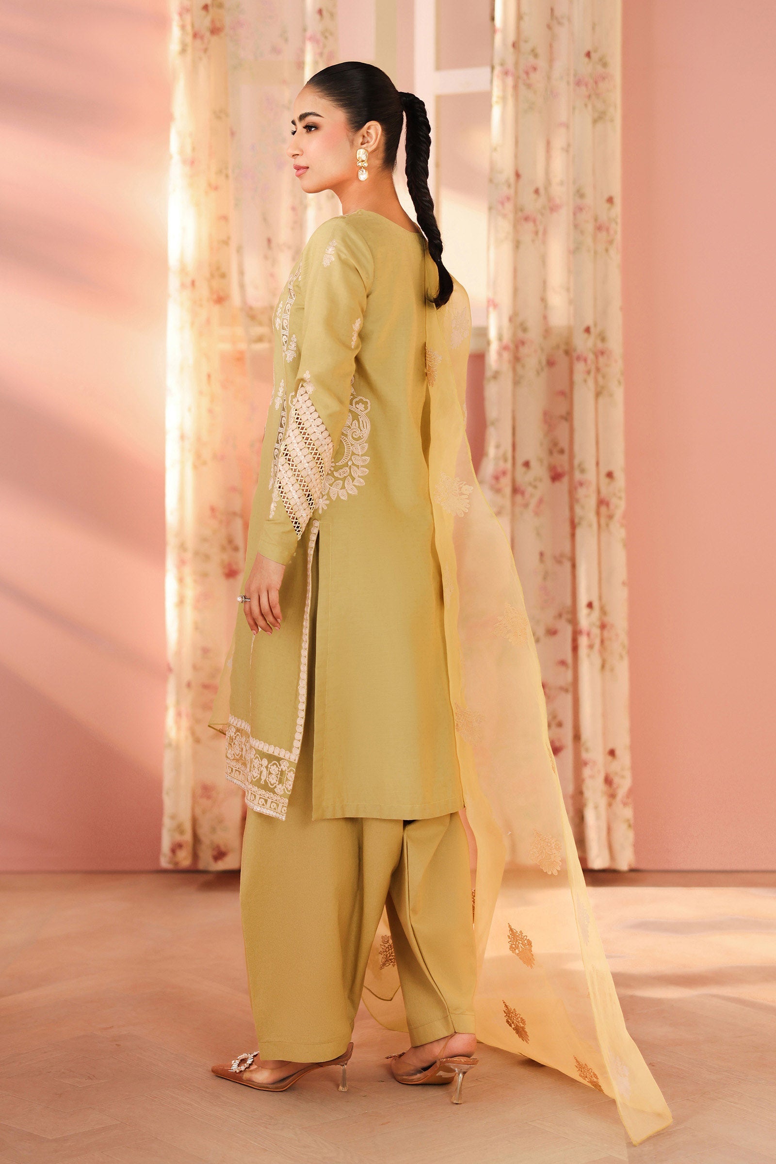 3 Piece Embroidered Dobby Suit