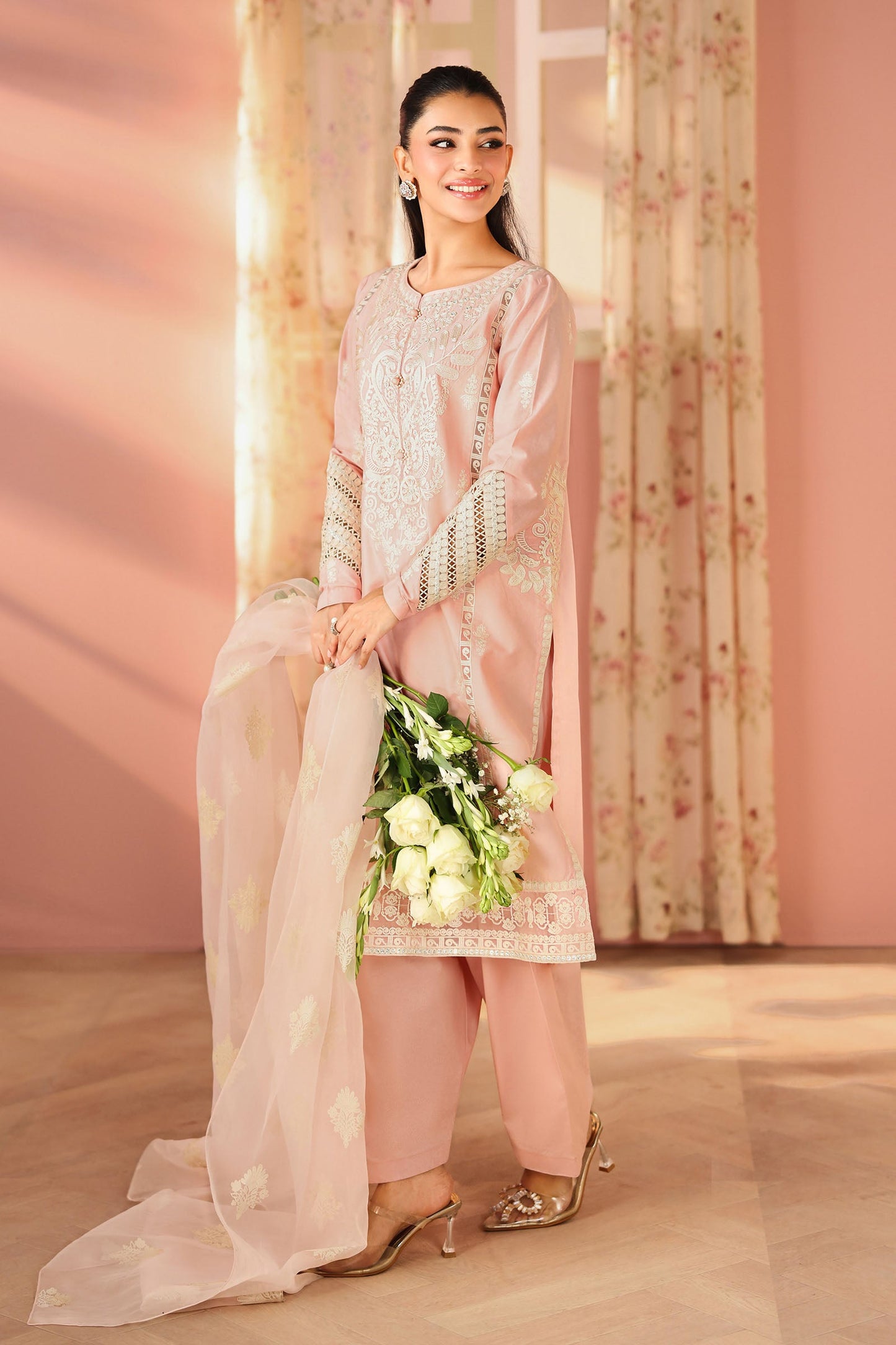 3 Piece Embroidered Dobby Suit