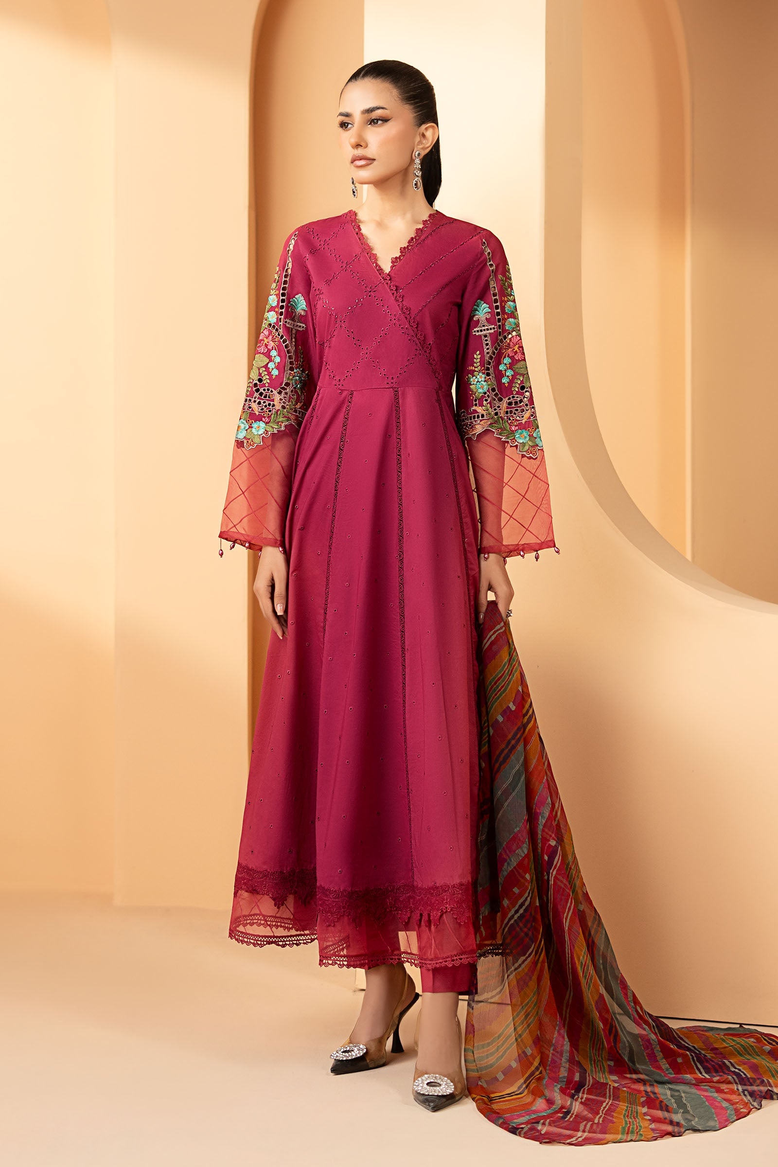 3 Piece Embroidered Dobby Lawn Suit