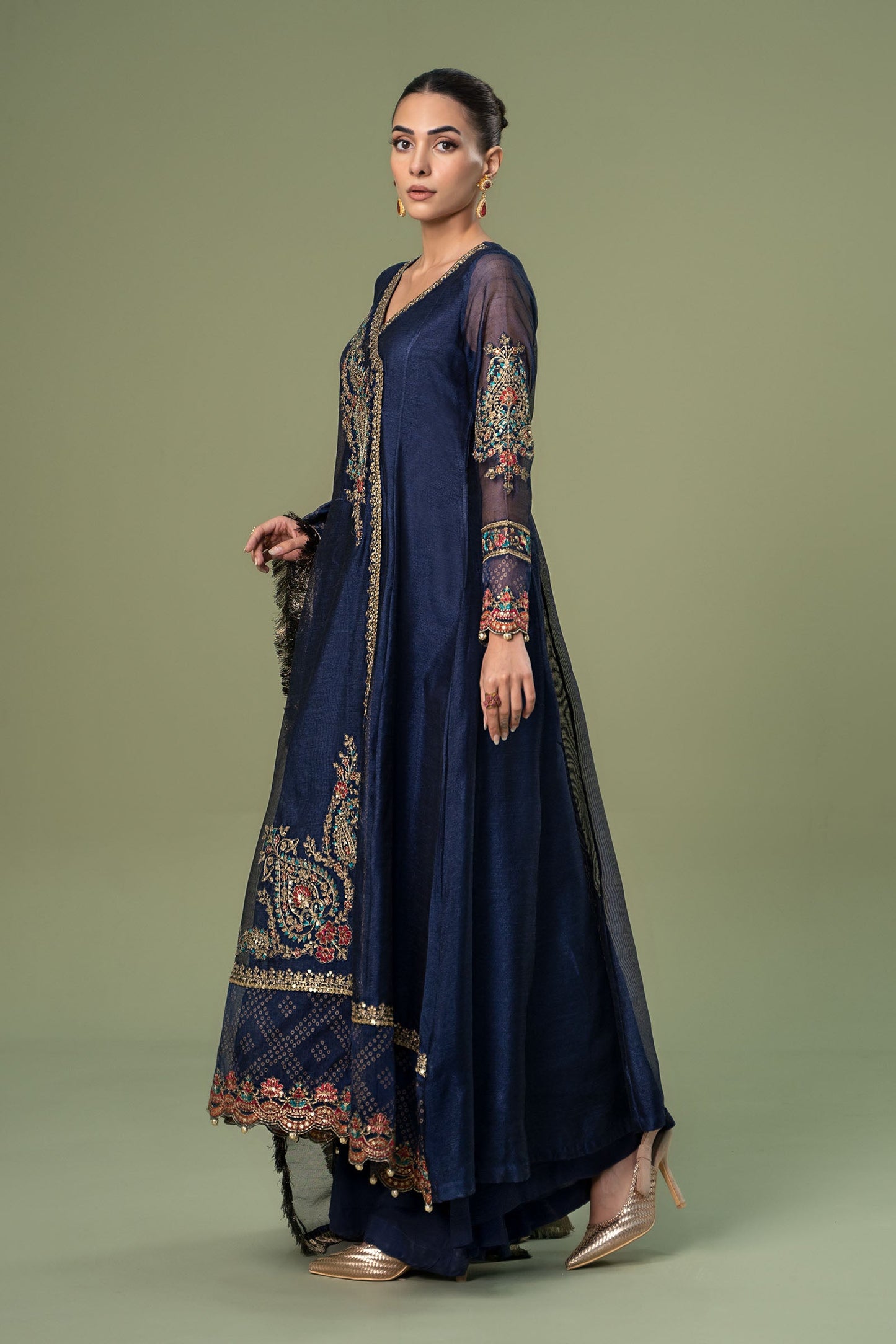 3 Piece Embroidered Paper Cotton Suit