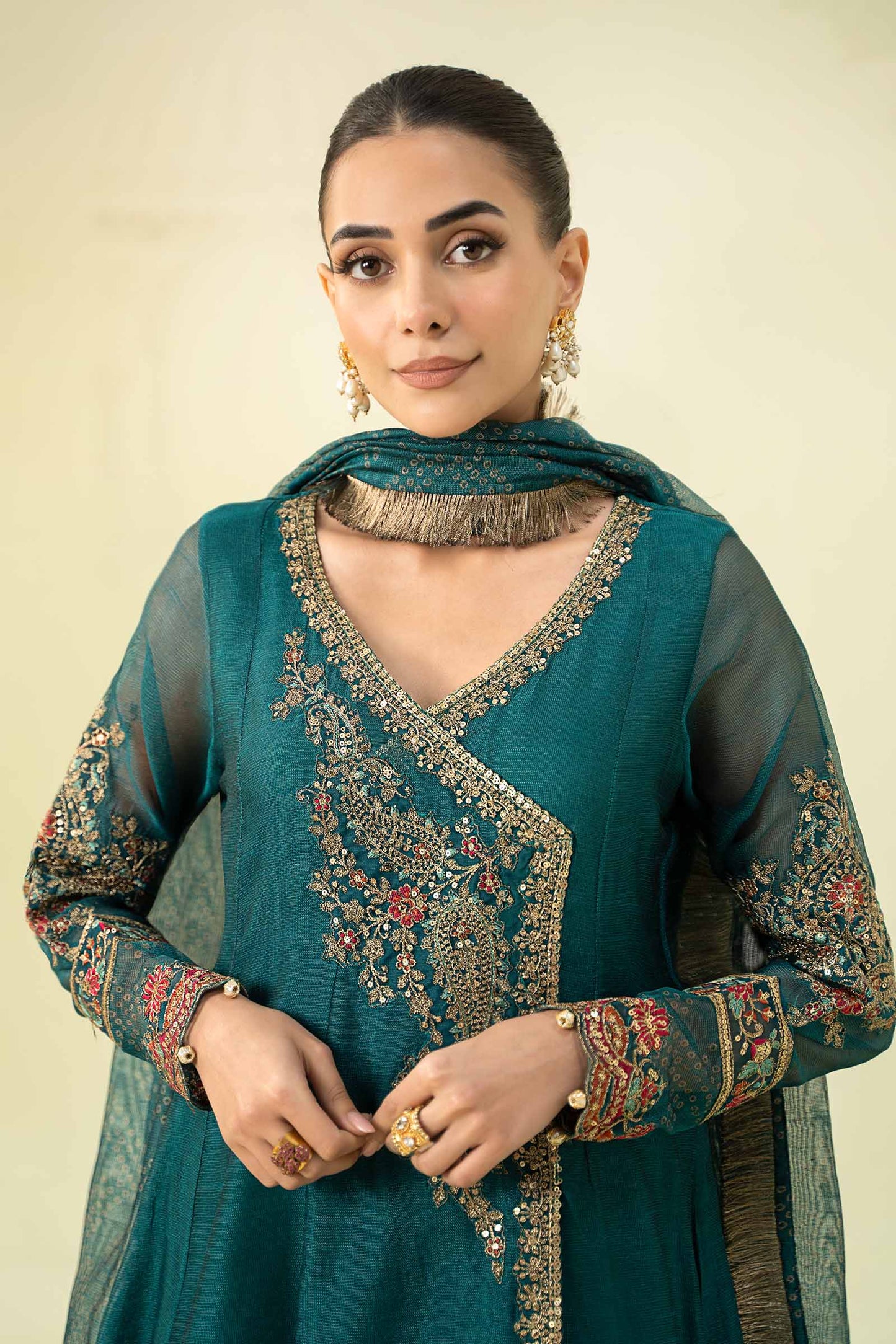 3 Piece Embroidered Paper Cotton Suit