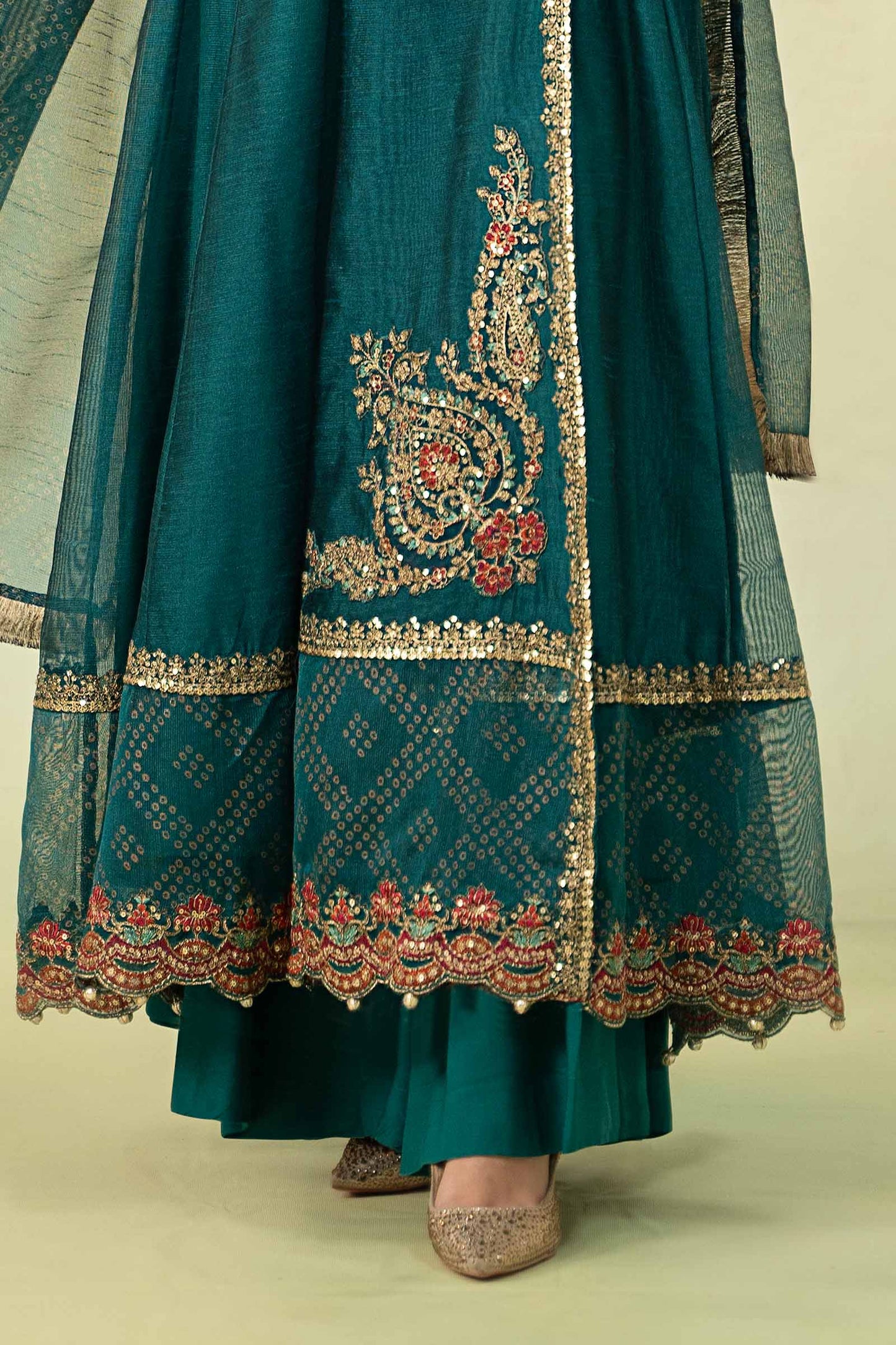 3 Piece Embroidered Paper Cotton Suit