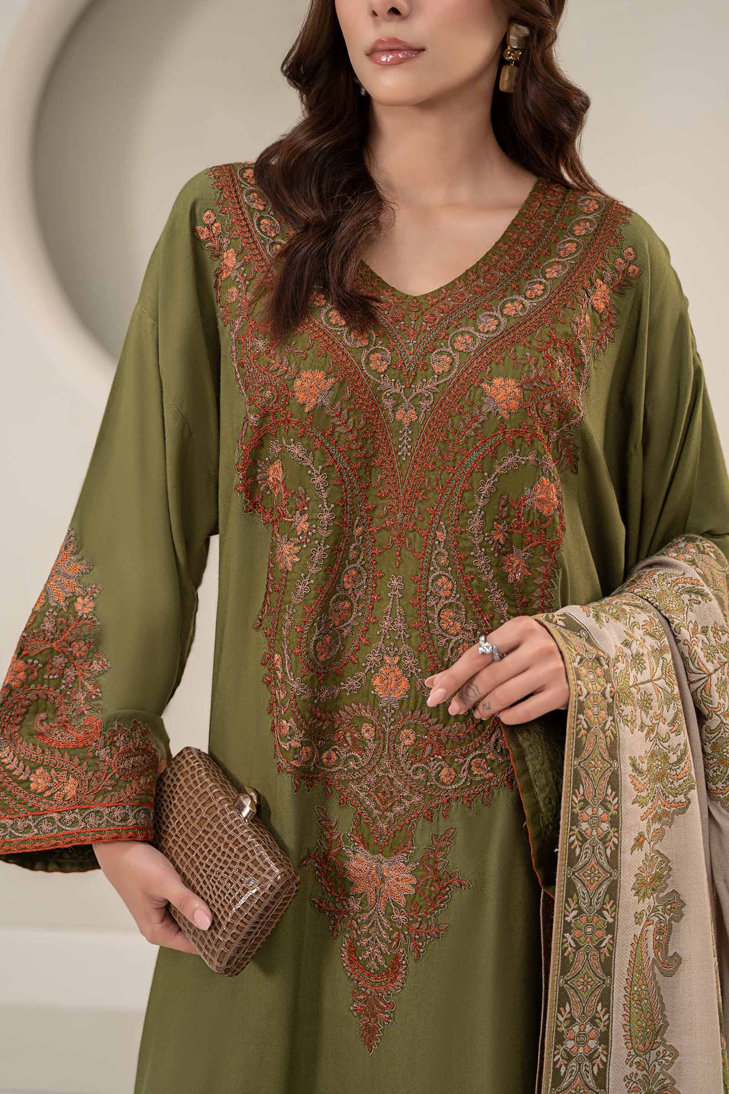 3 Piece Embroidered Linen Suit