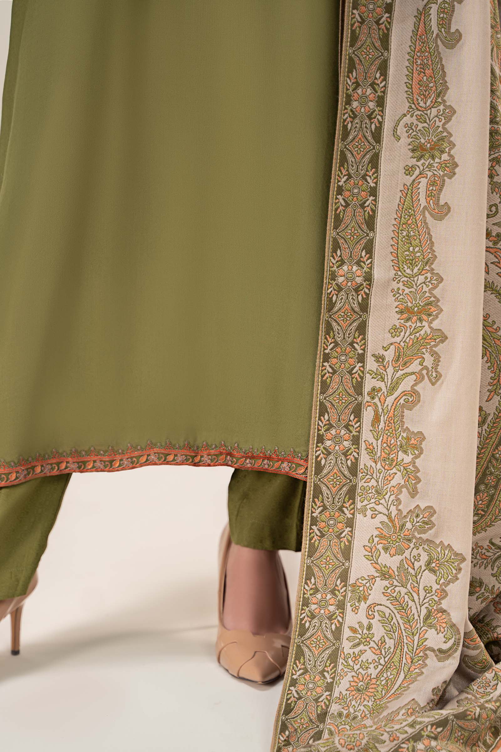 3 Piece Embroidered Linen Suit
