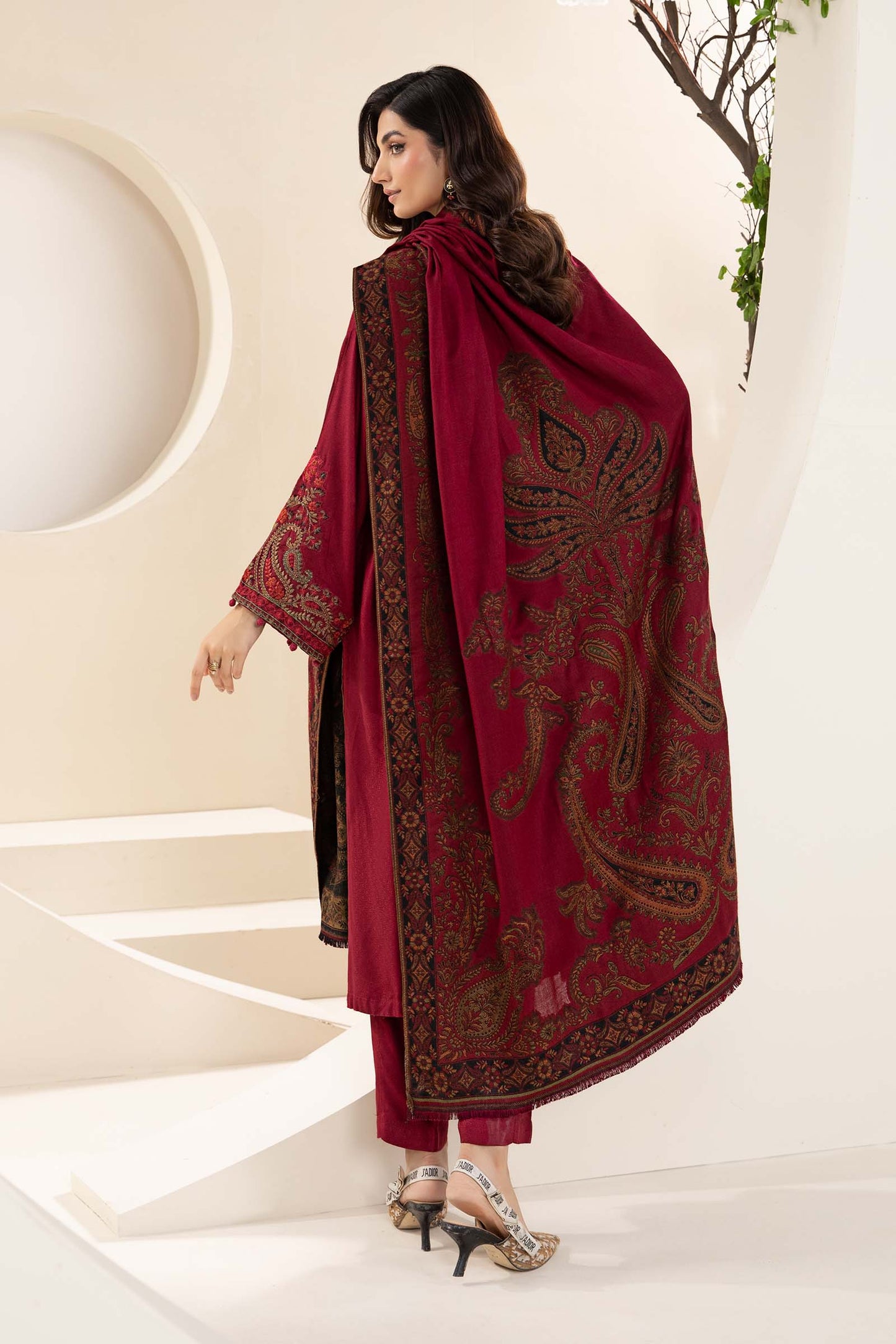 3 Piece Embroidered Linen Suit