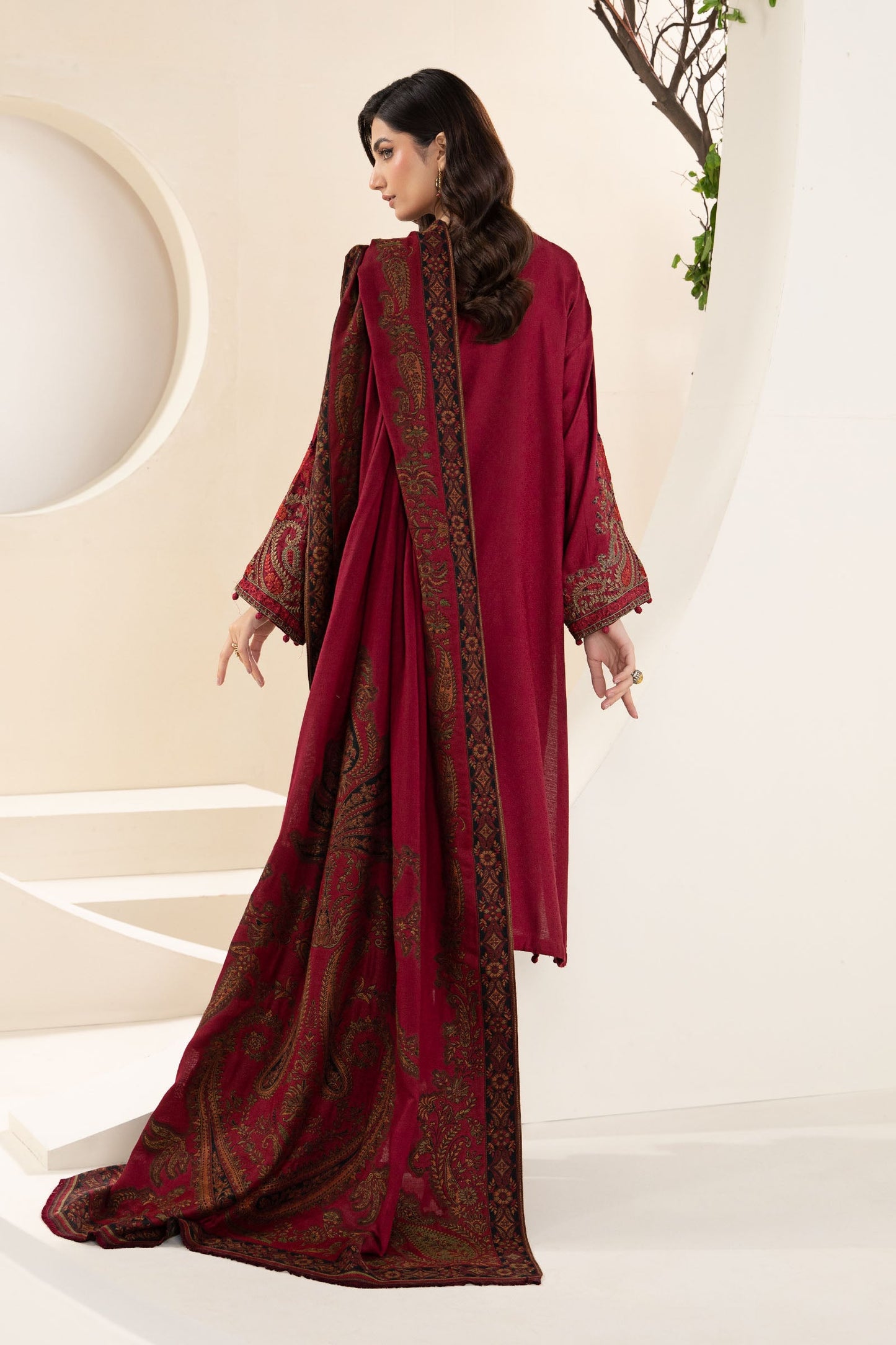 3 Piece Embroidered Linen Suit