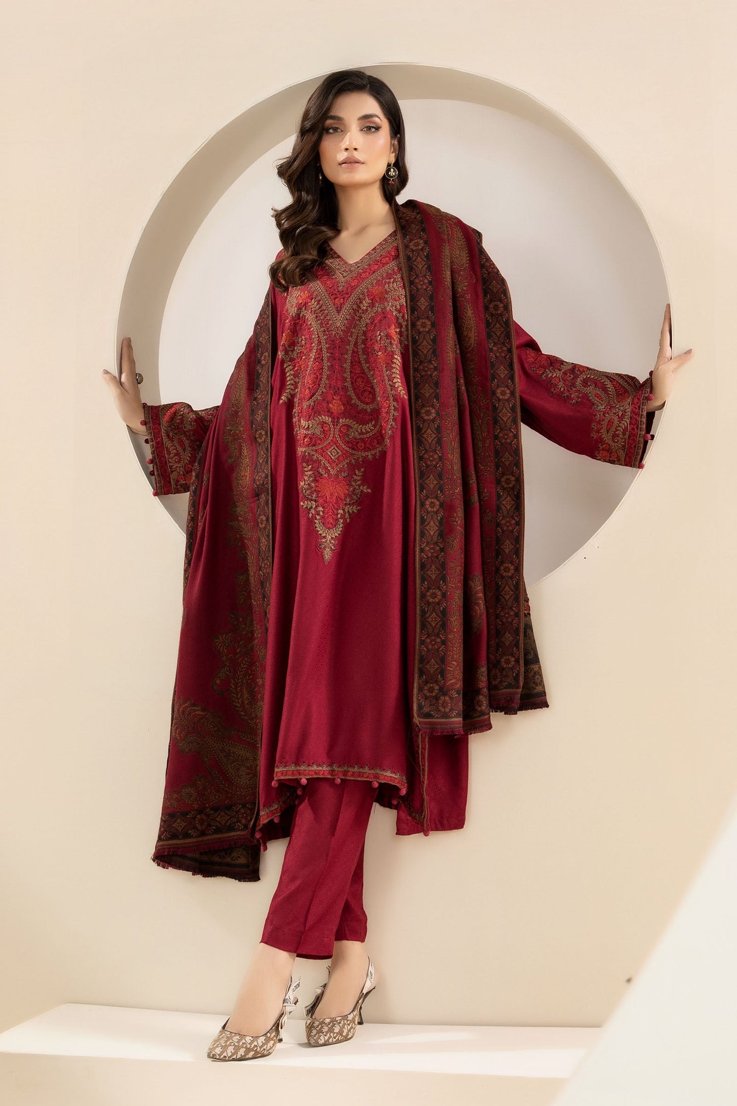 3 Piece Embroidered Linen Suit