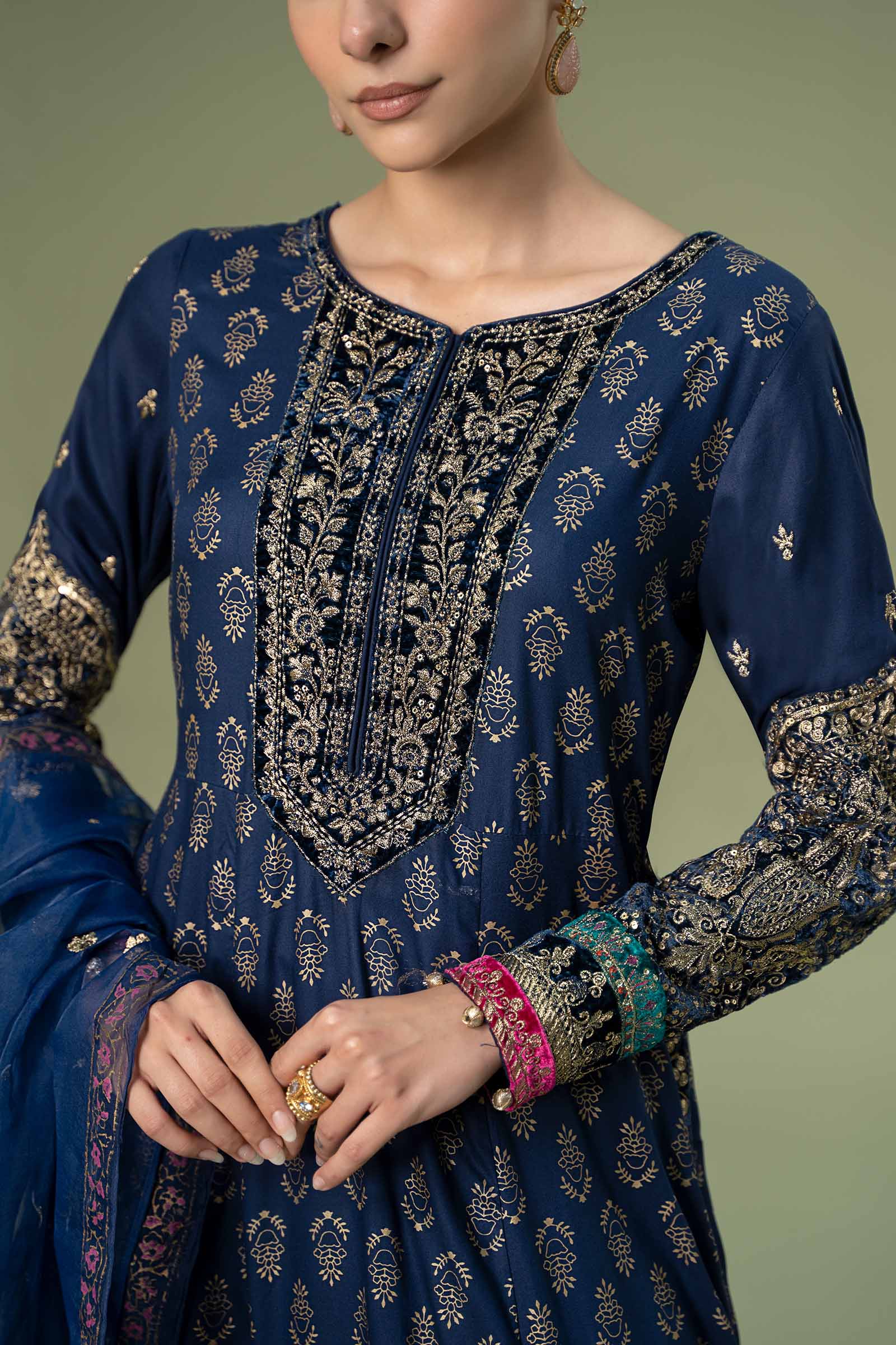3 Piece Embroidered Linen Suit