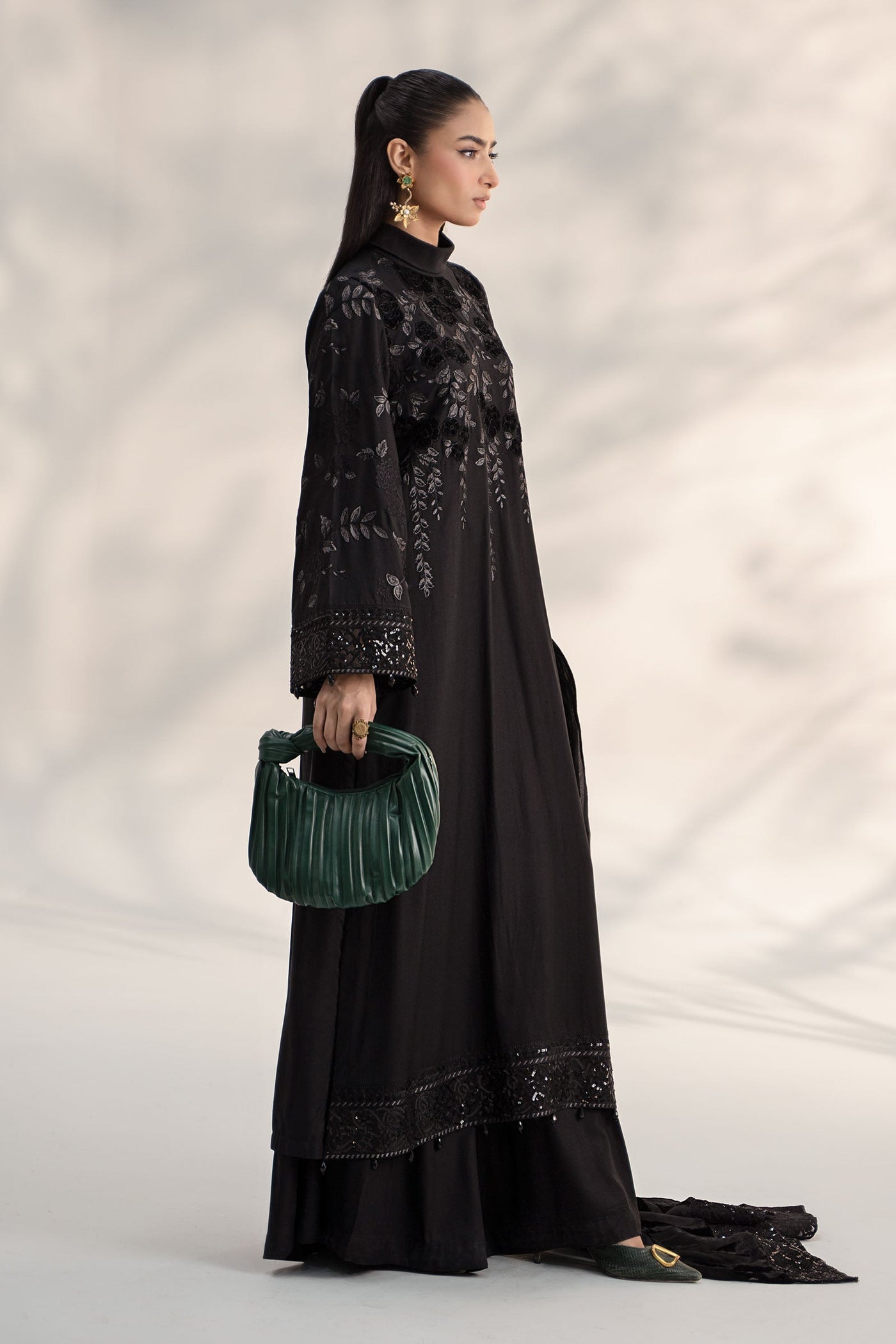 3 Piece Embroidered Linen Suit | DW-W24-103
