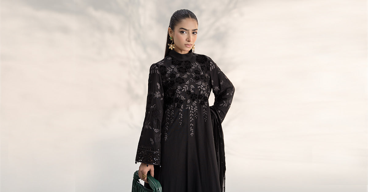3 Piece Embroidered Linen Suit | DW-W24-103