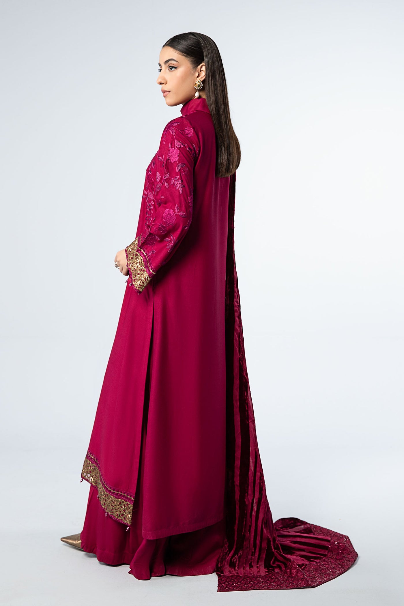 3 Piece Embroidered Linen Suit | DW-W24-103