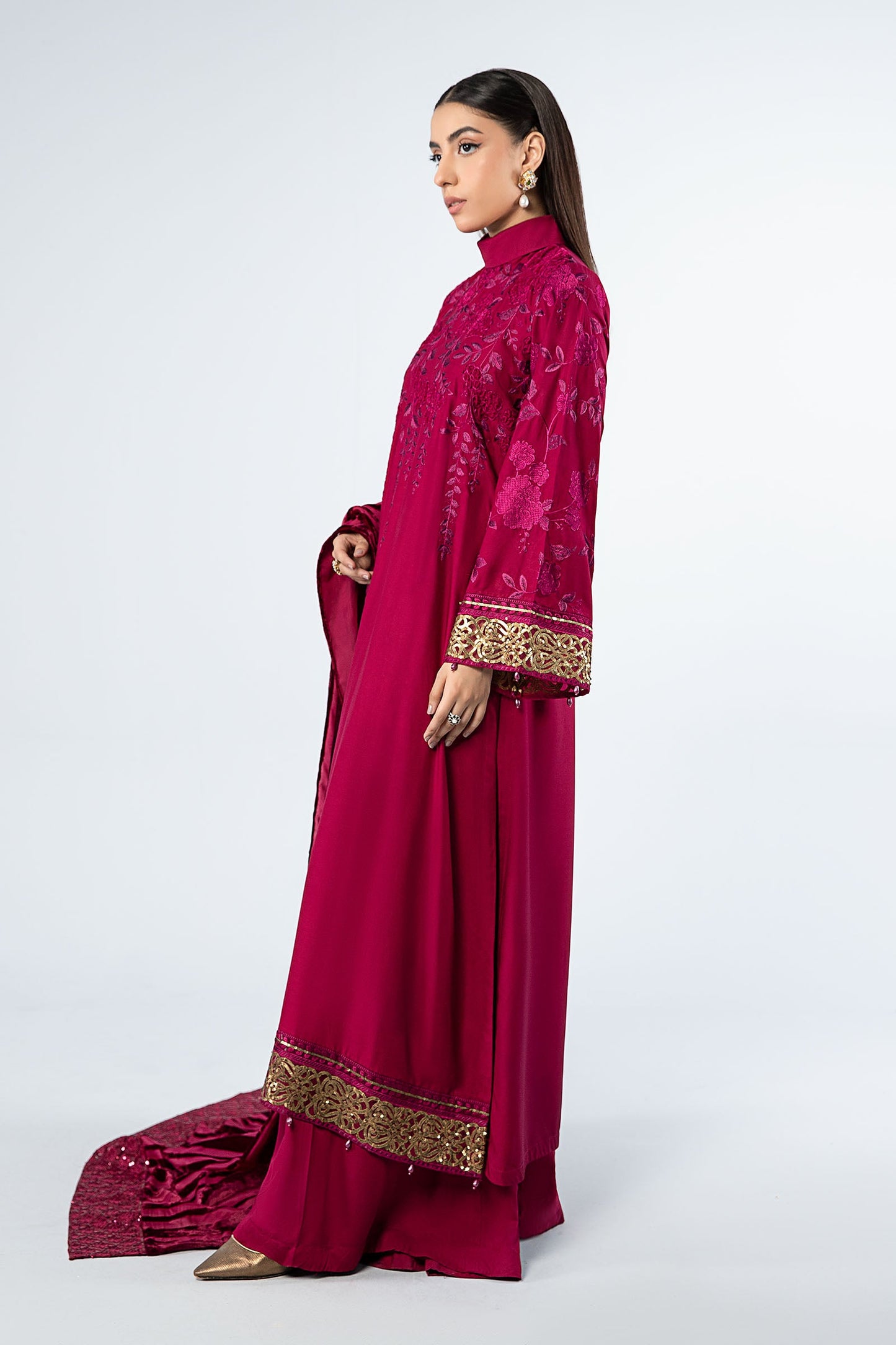 3 Piece Embroidered Linen Suit