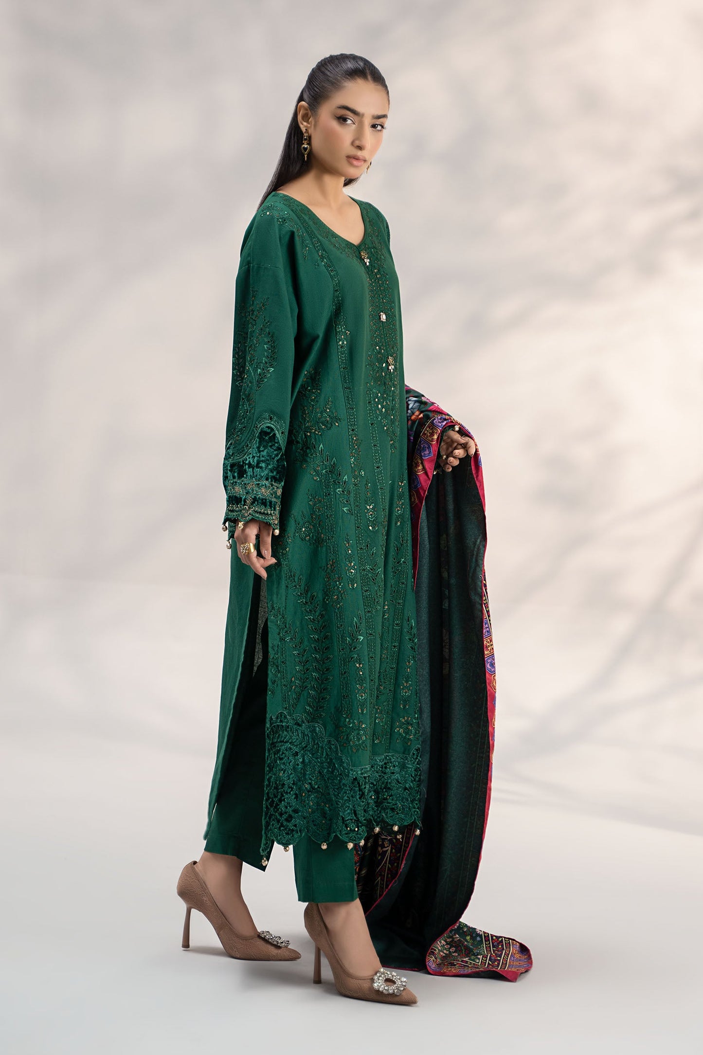3 Piece Embroidered Khaddar Suit