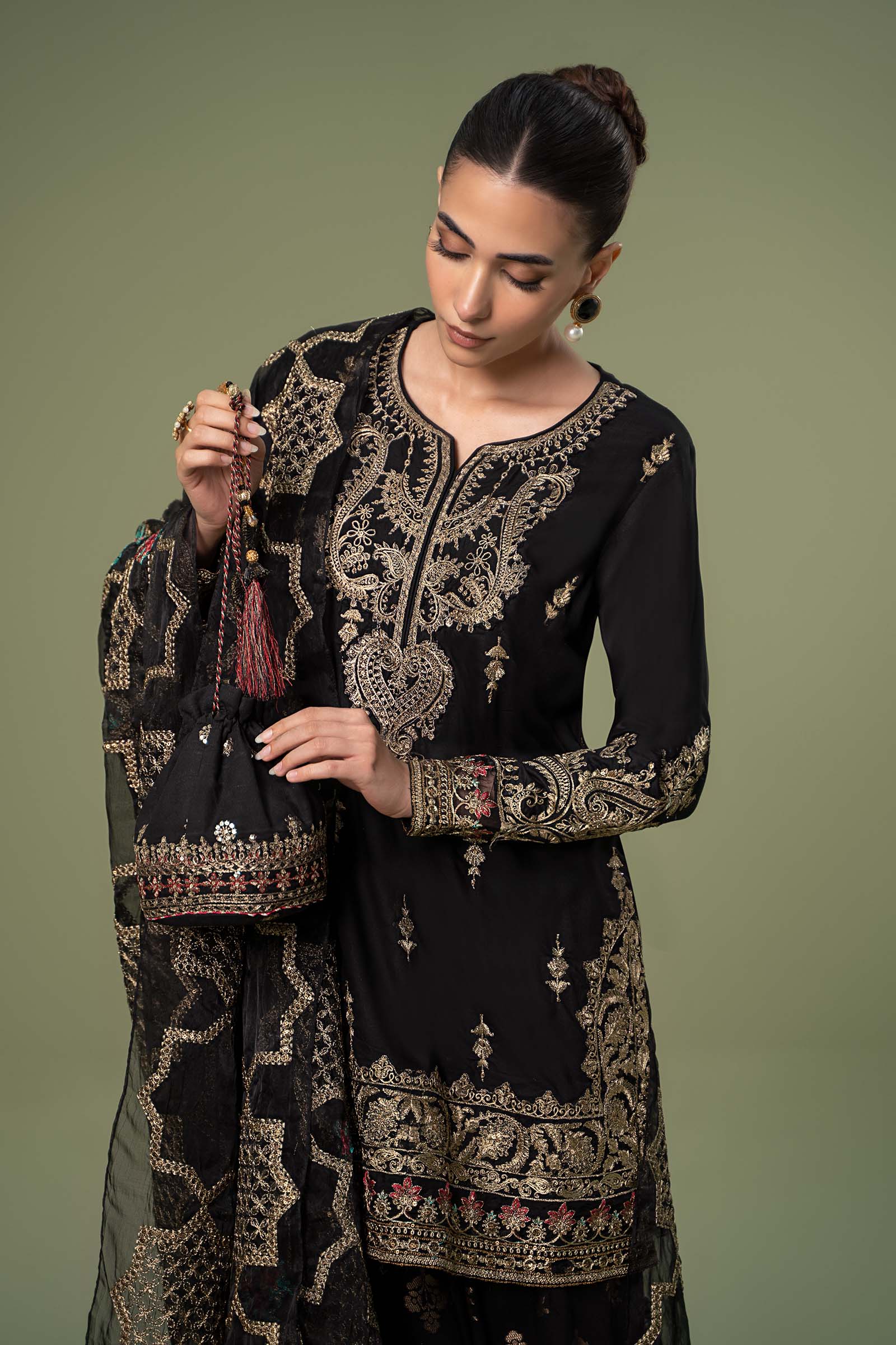 3 Piece Embroidered Linen Suit