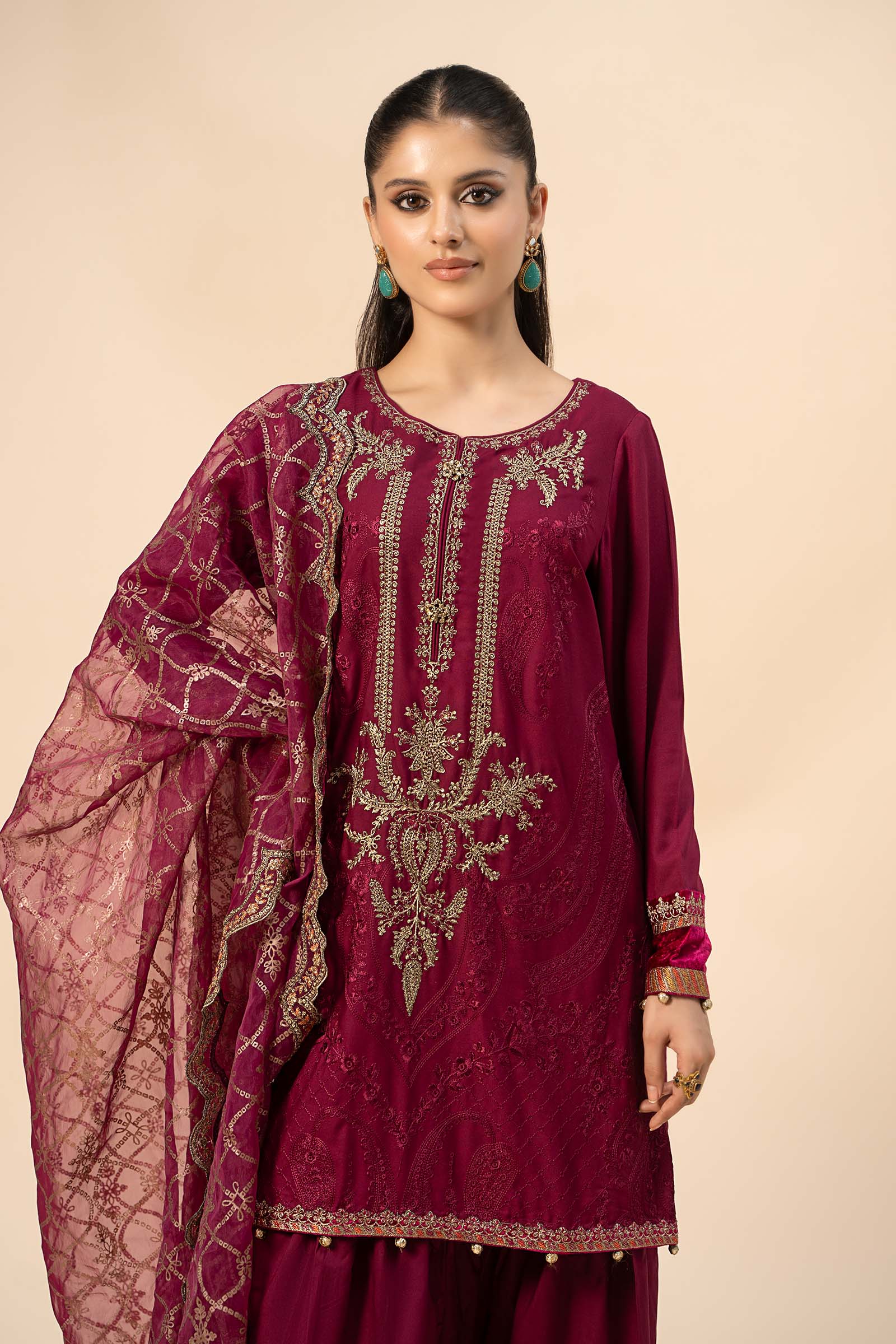 3 Piece Embroidered Linen Suit