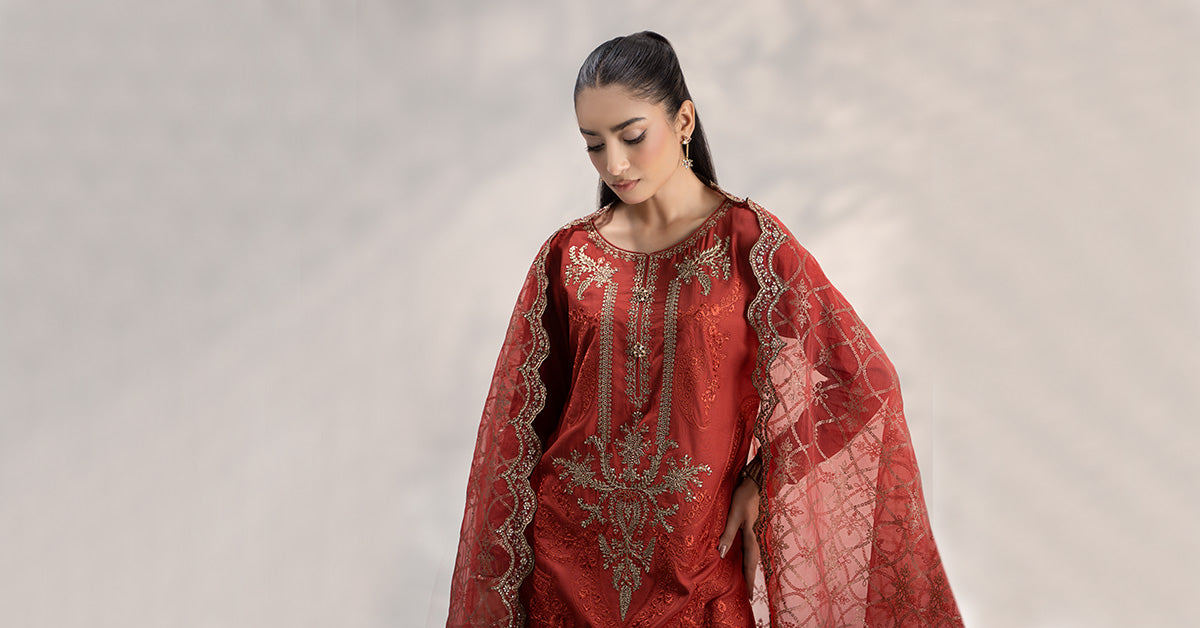 3 Piece Embroidered Linen Suit