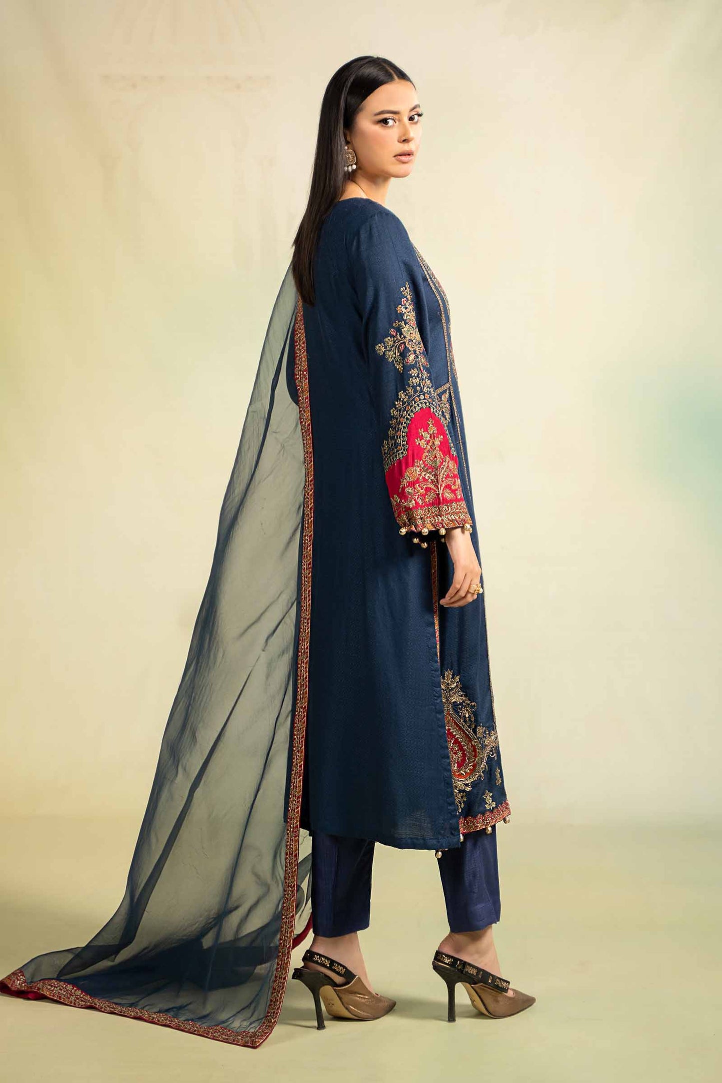 3 Piece Embroidered Linen Suit