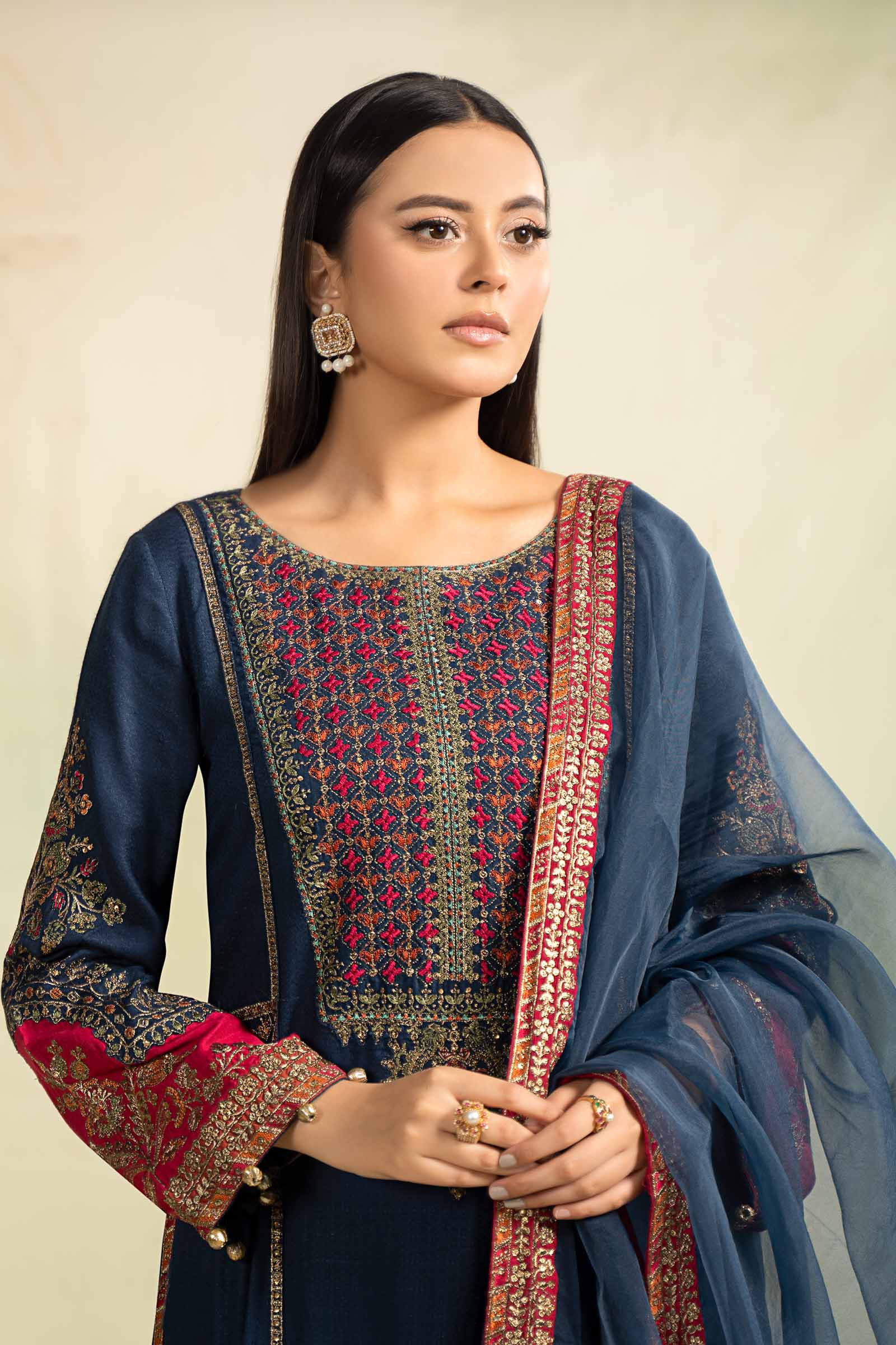 3 Piece Embroidered Linen Suit