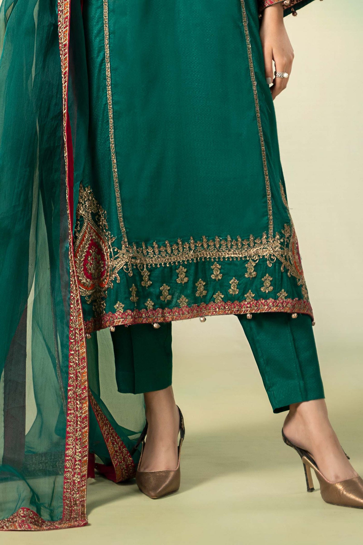 3 Piece Embroidered Linen Suit